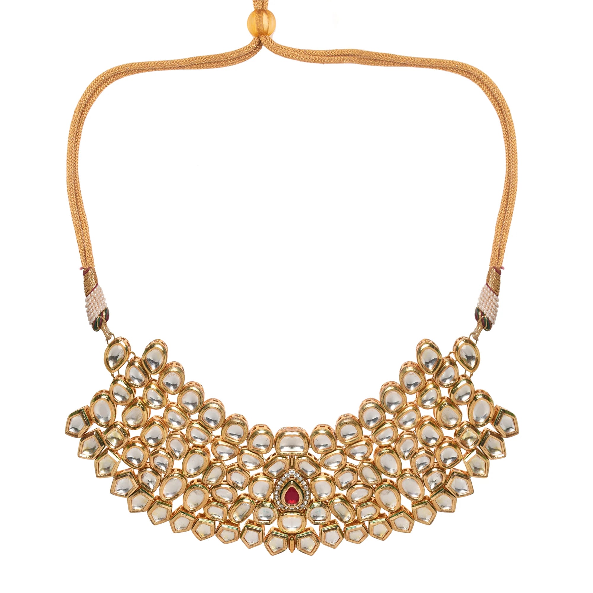 Handcrafted maharani Kundan necklace with earrings & Maang Tikka