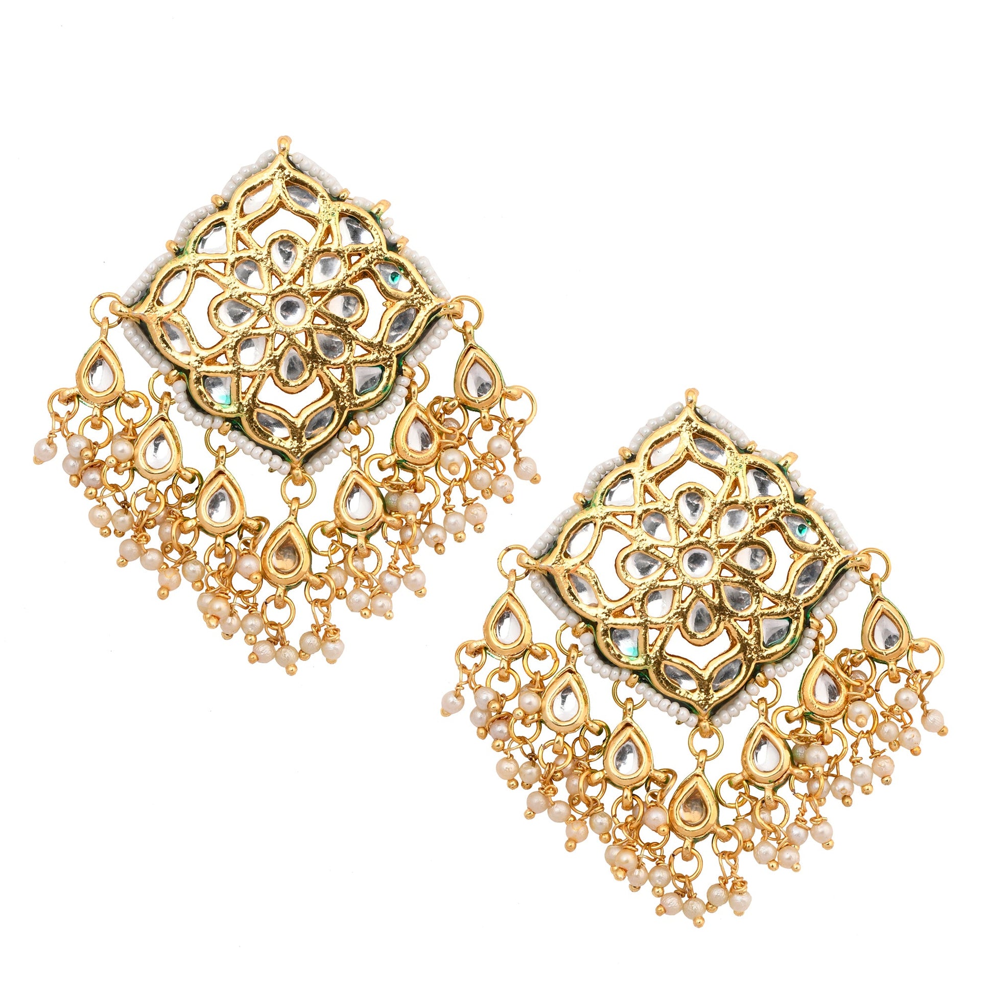 Gold Tone Kundan Inspired Earrings