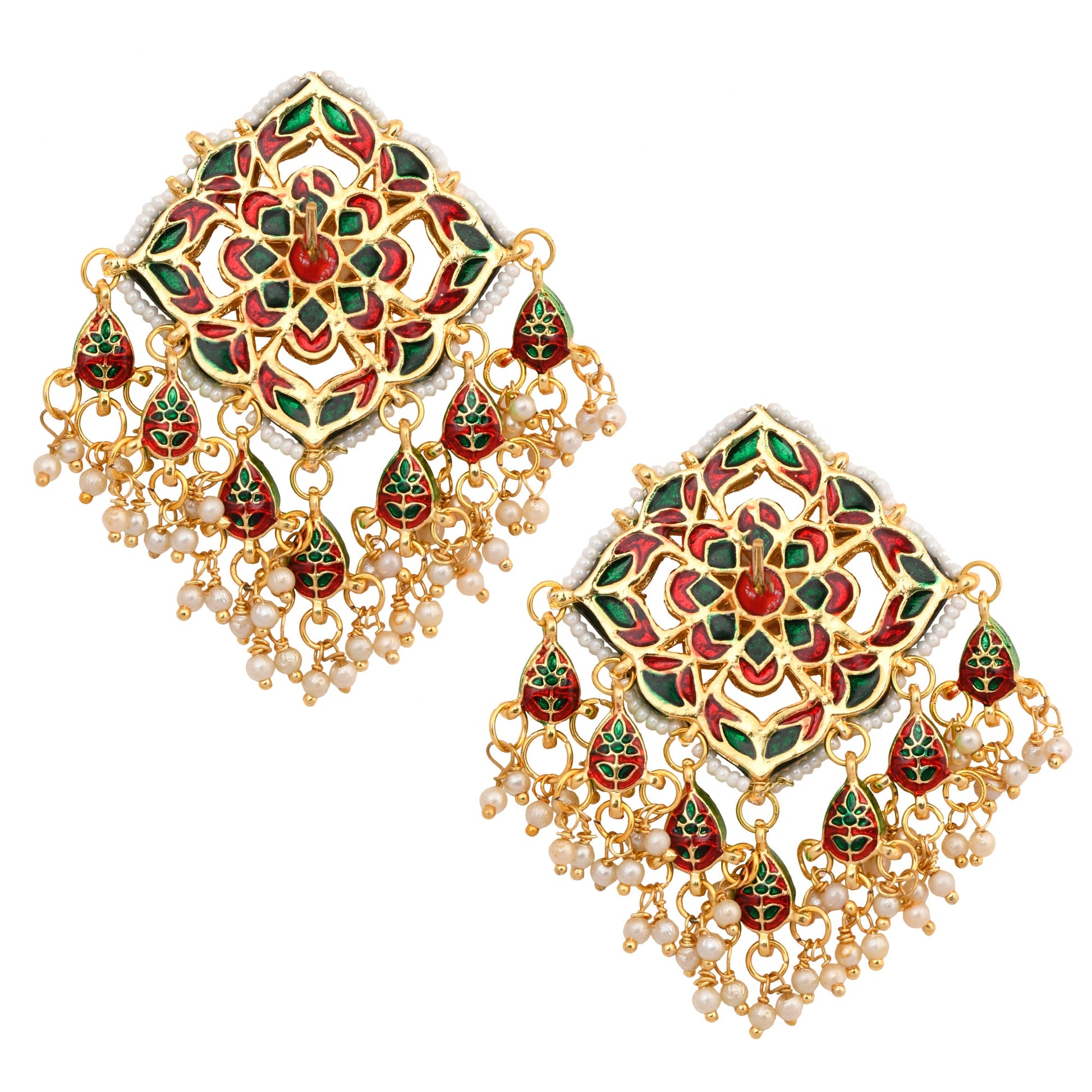 Gold Tone Kundan Inspired Earrings