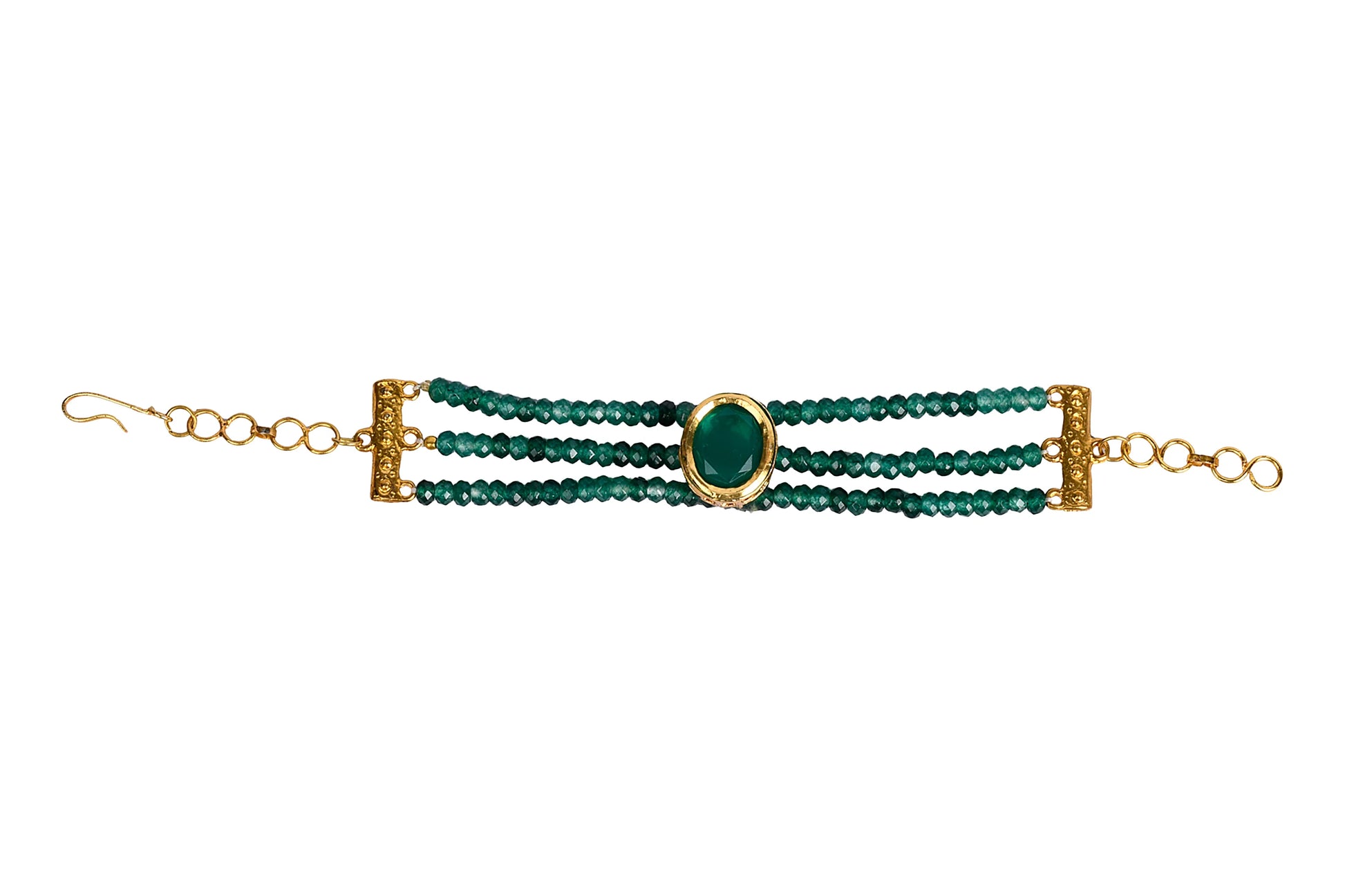 Green Gold Toned Kundan bracelet