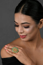 Kundan Inspired Gold toned Adjustable ring