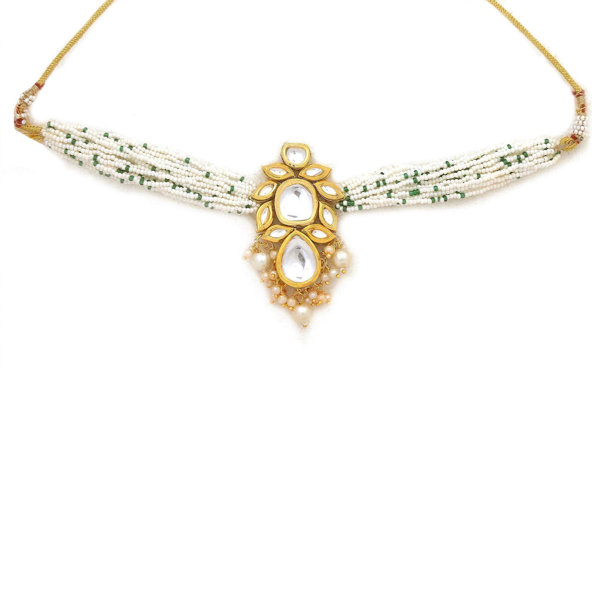 Pearl beaded Kundan Choker Necklace with Earrings