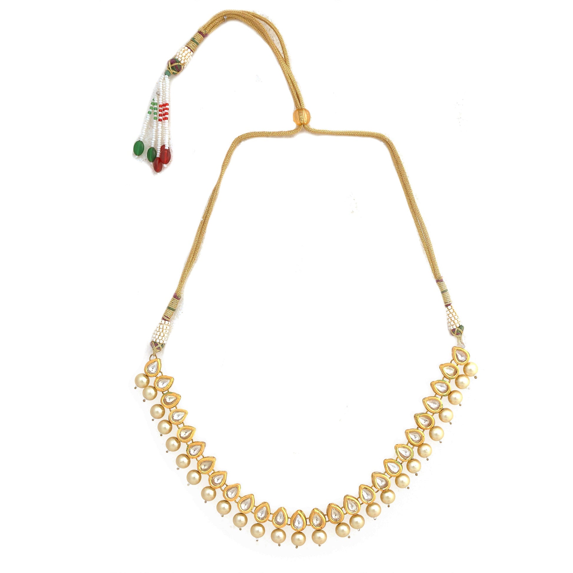 Kundan ivory beaded necklace with earrings