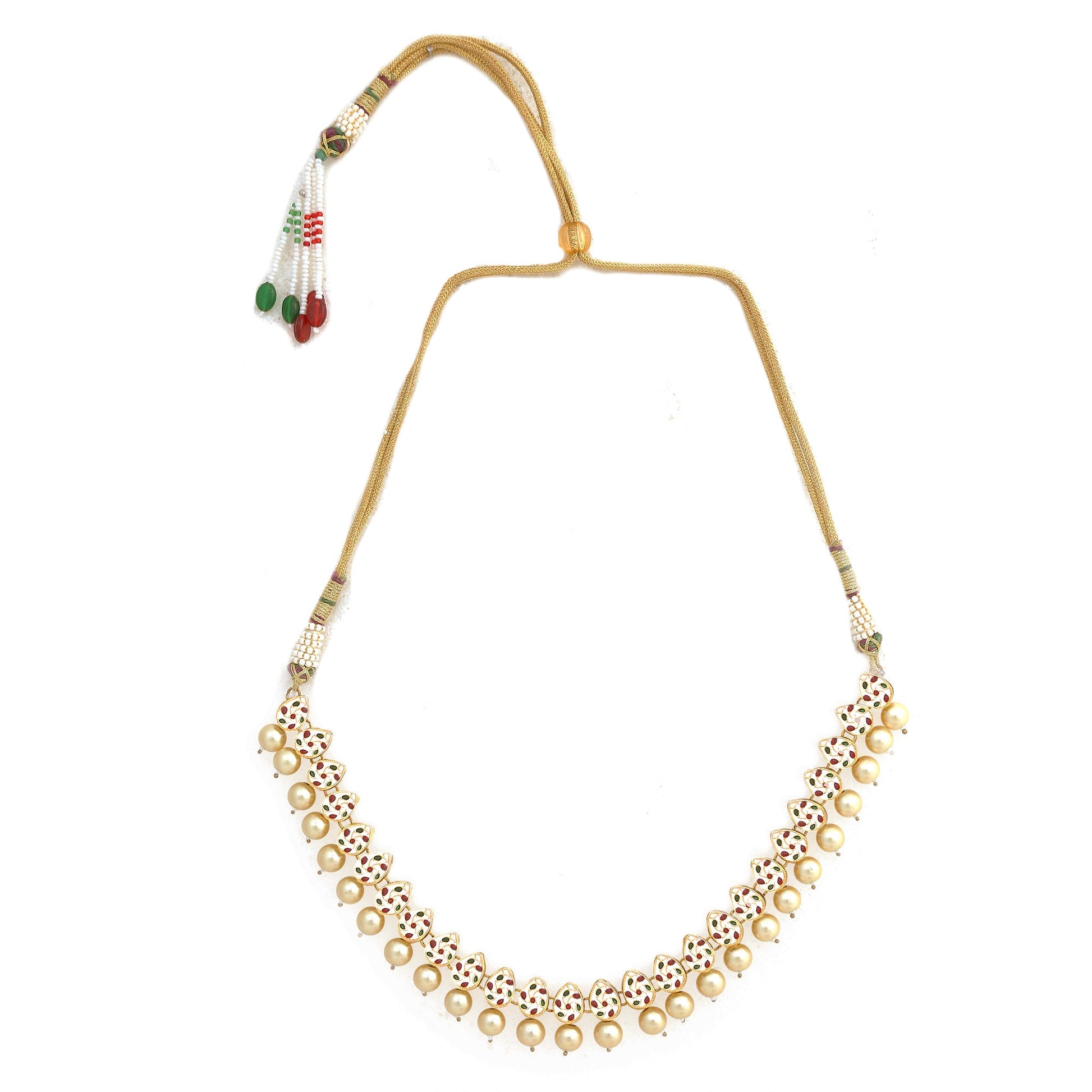 Kundan ivory beaded necklace with earrings