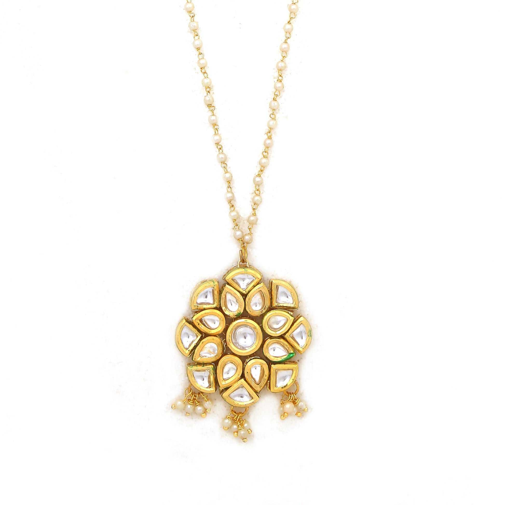 White Gold Tone Kundan Necklace