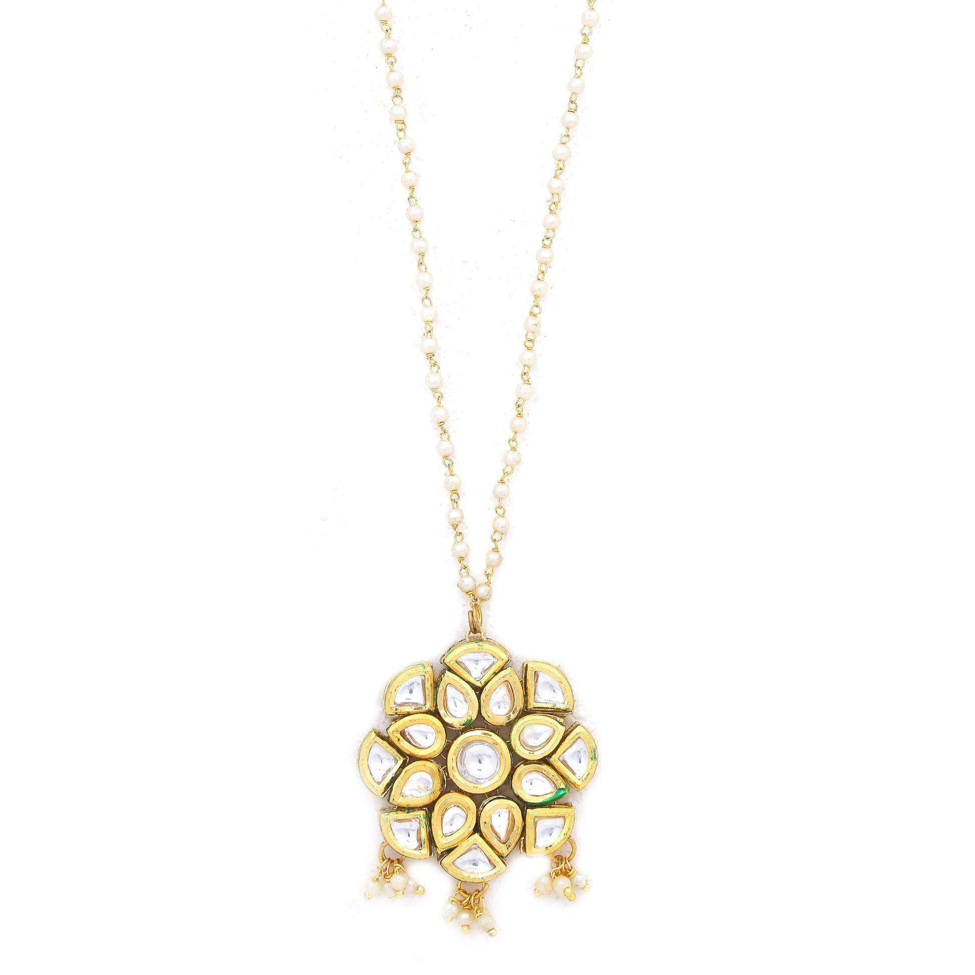 White Gold Tone Kundan Necklace