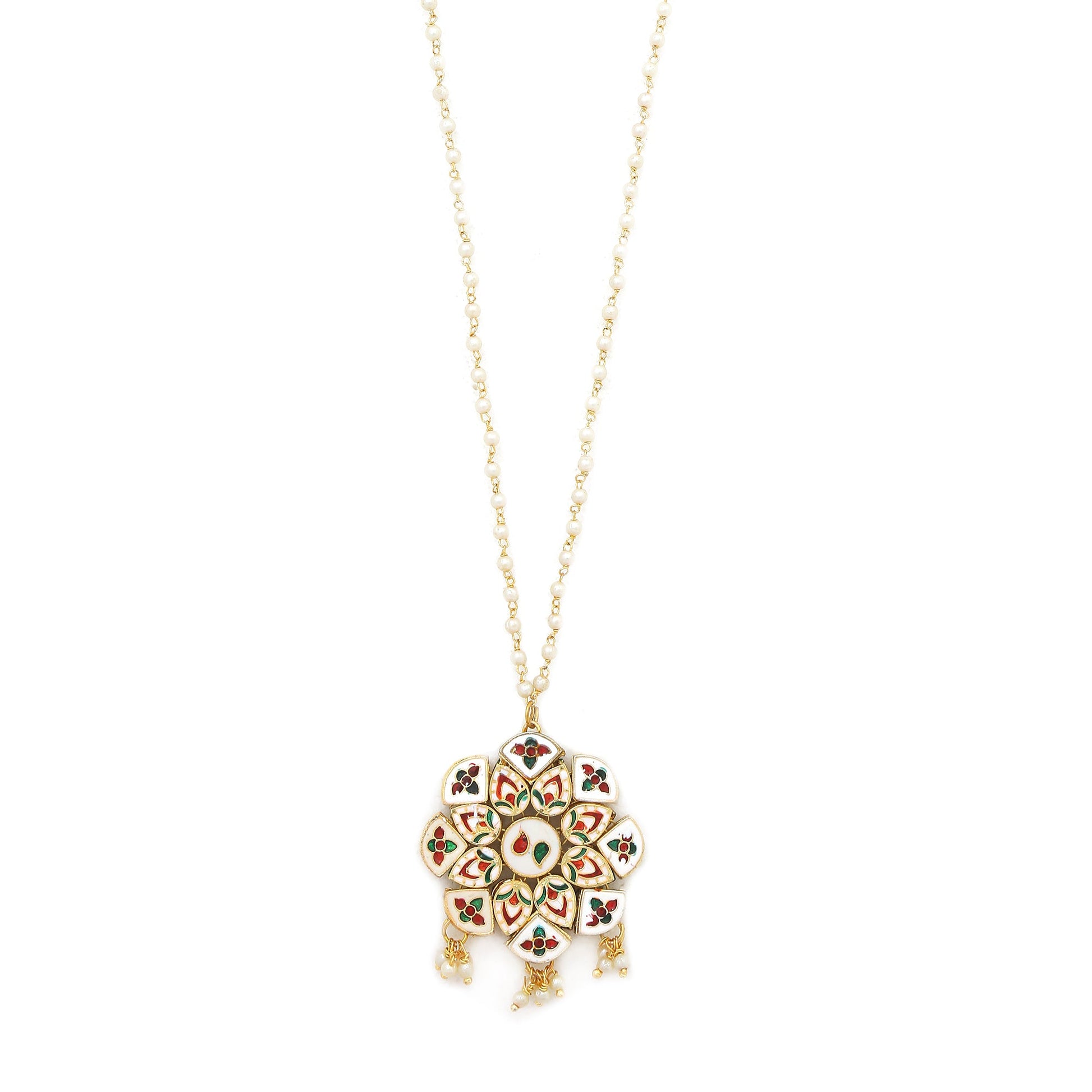 White Gold Tone Kundan Necklace