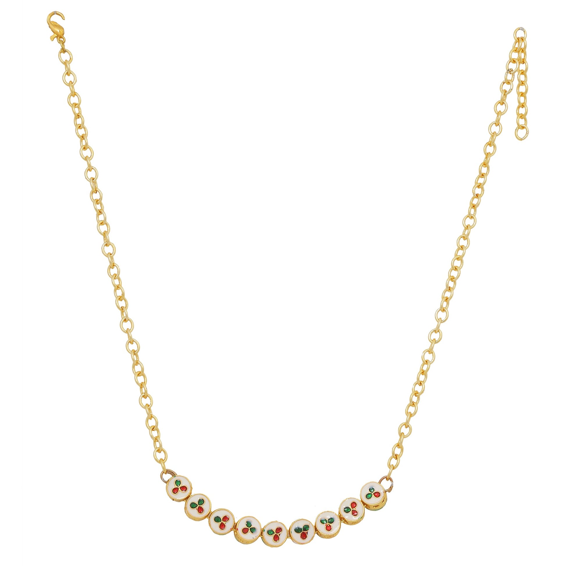 White Gold Tone Kundan Necklace with Earrings