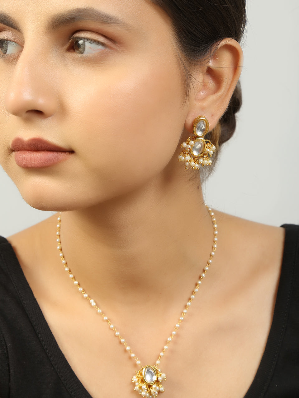 Kundan Drop Necklace & Earrings Set