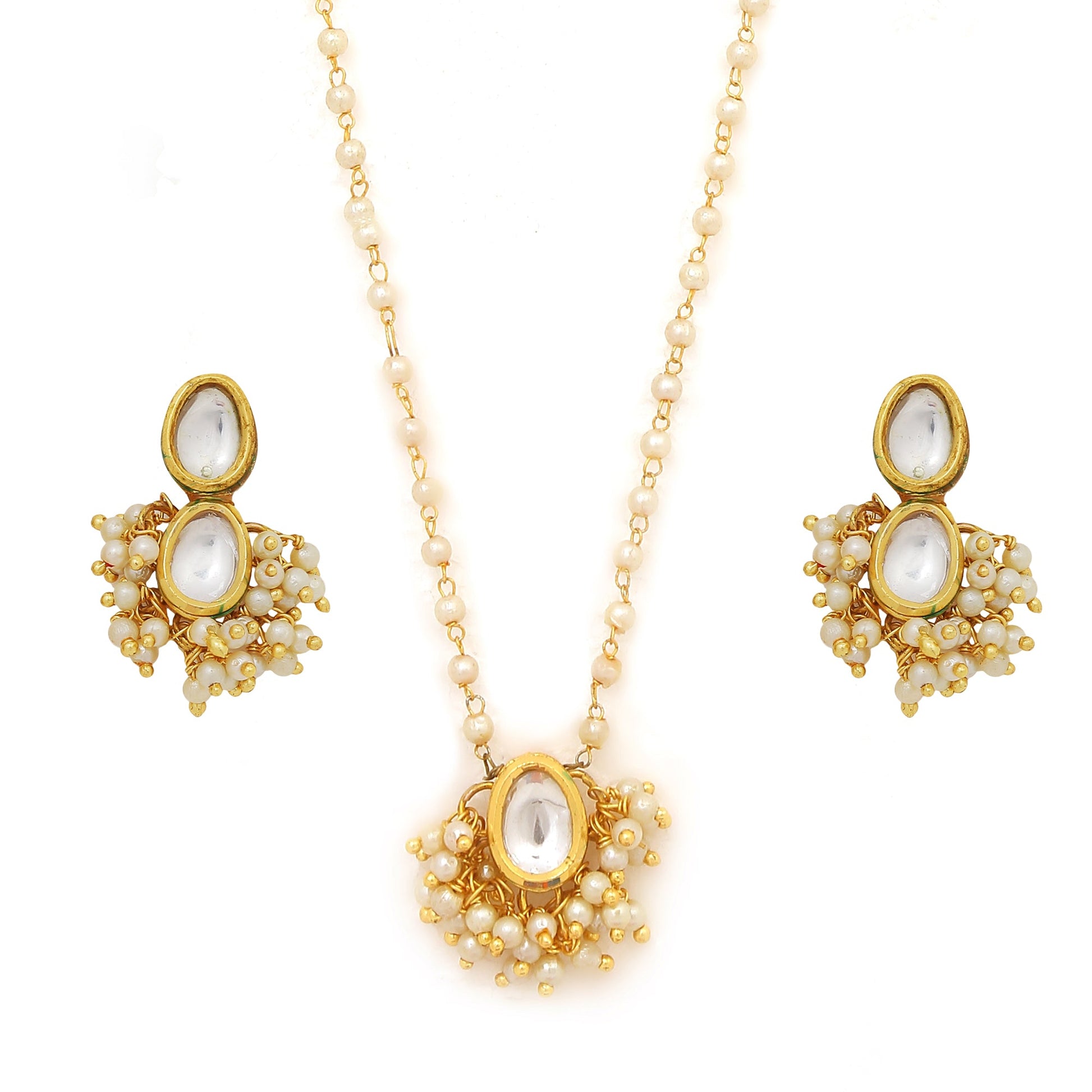 Kundan Drop Necklace & Earrings Set