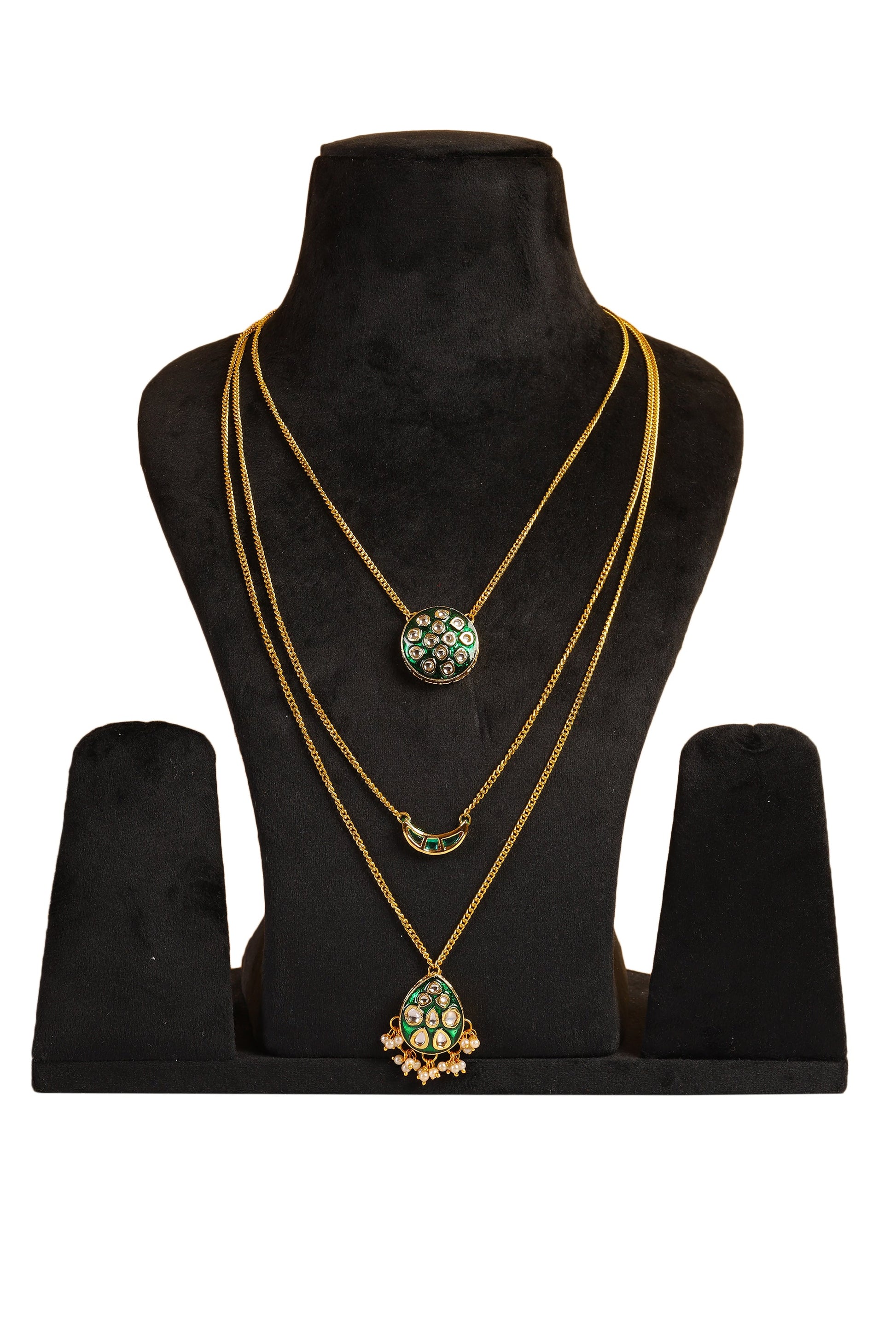 Multi layered Green Meenakari Necklace