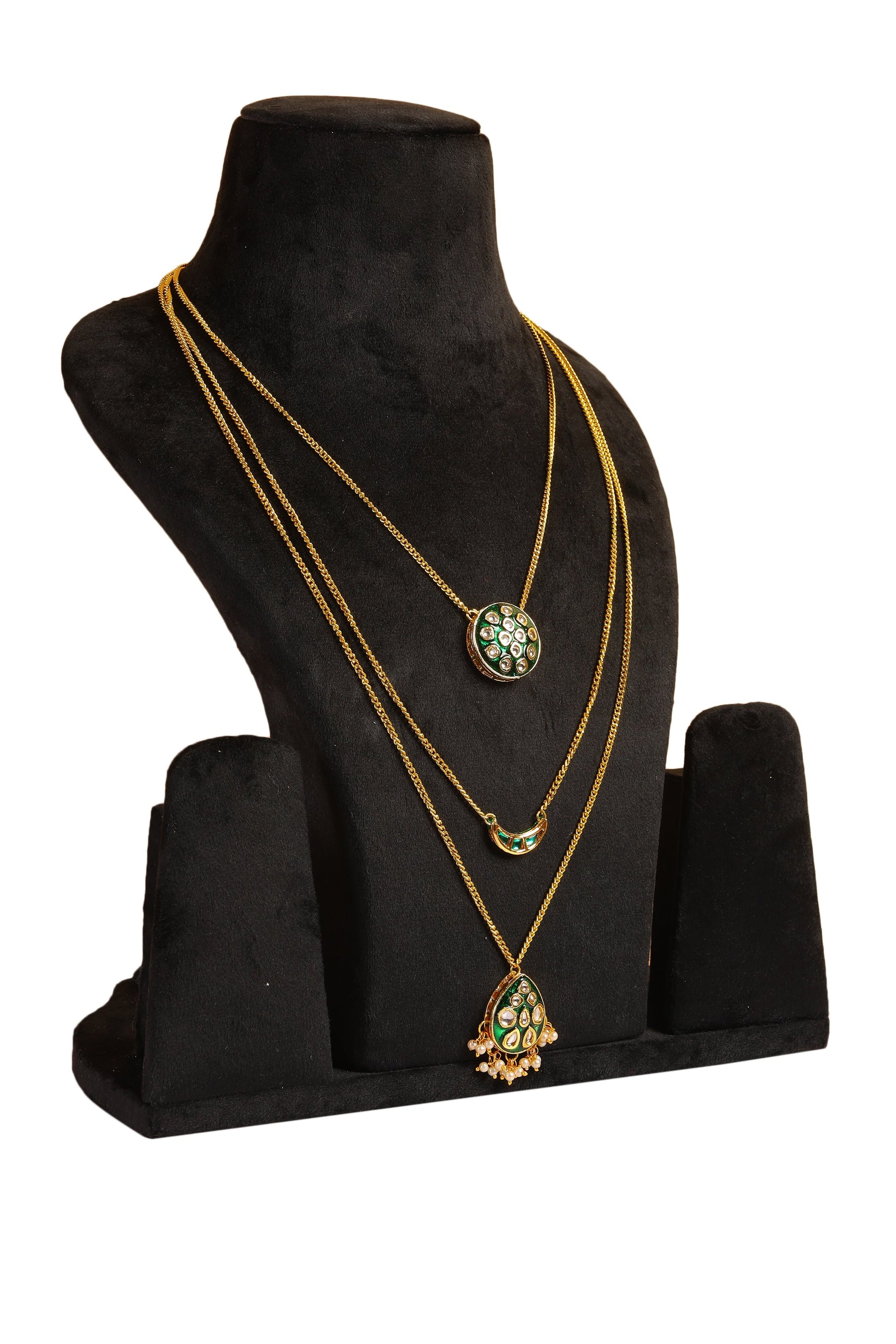 Multi layered Green Meenakari Necklace