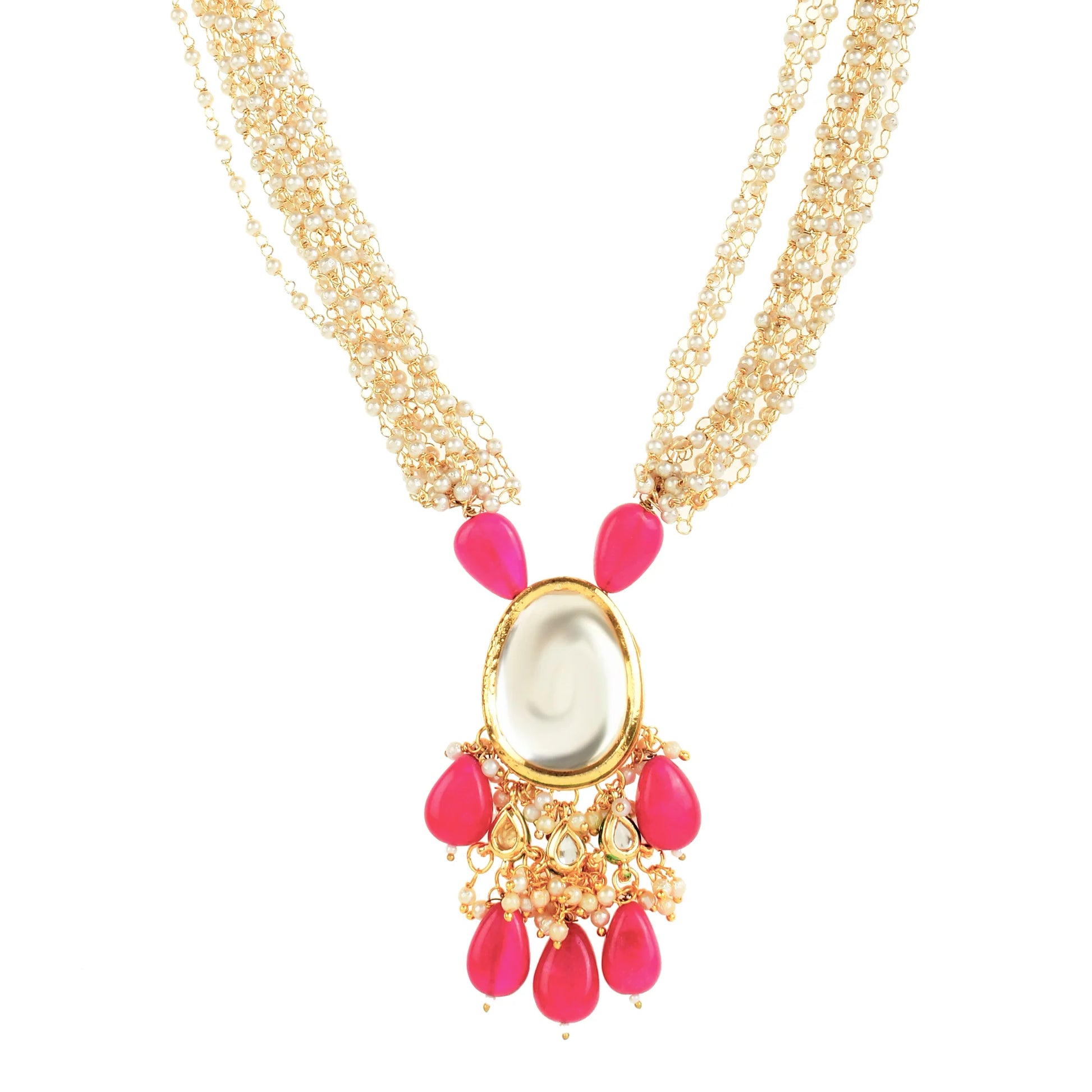 Ruby beaded Kundan necklace with earrings