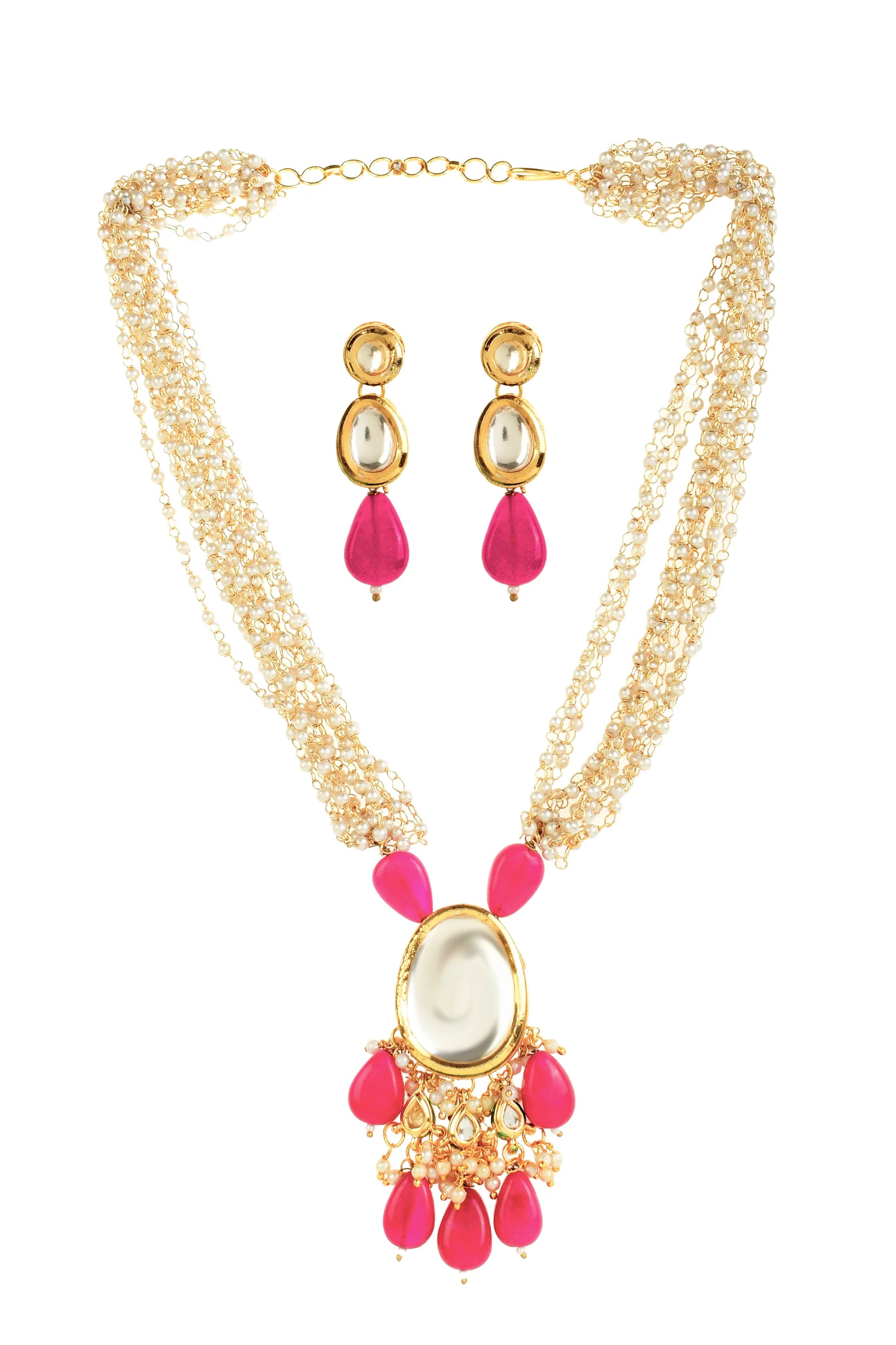 Ruby beaded Kundan necklace with earrings