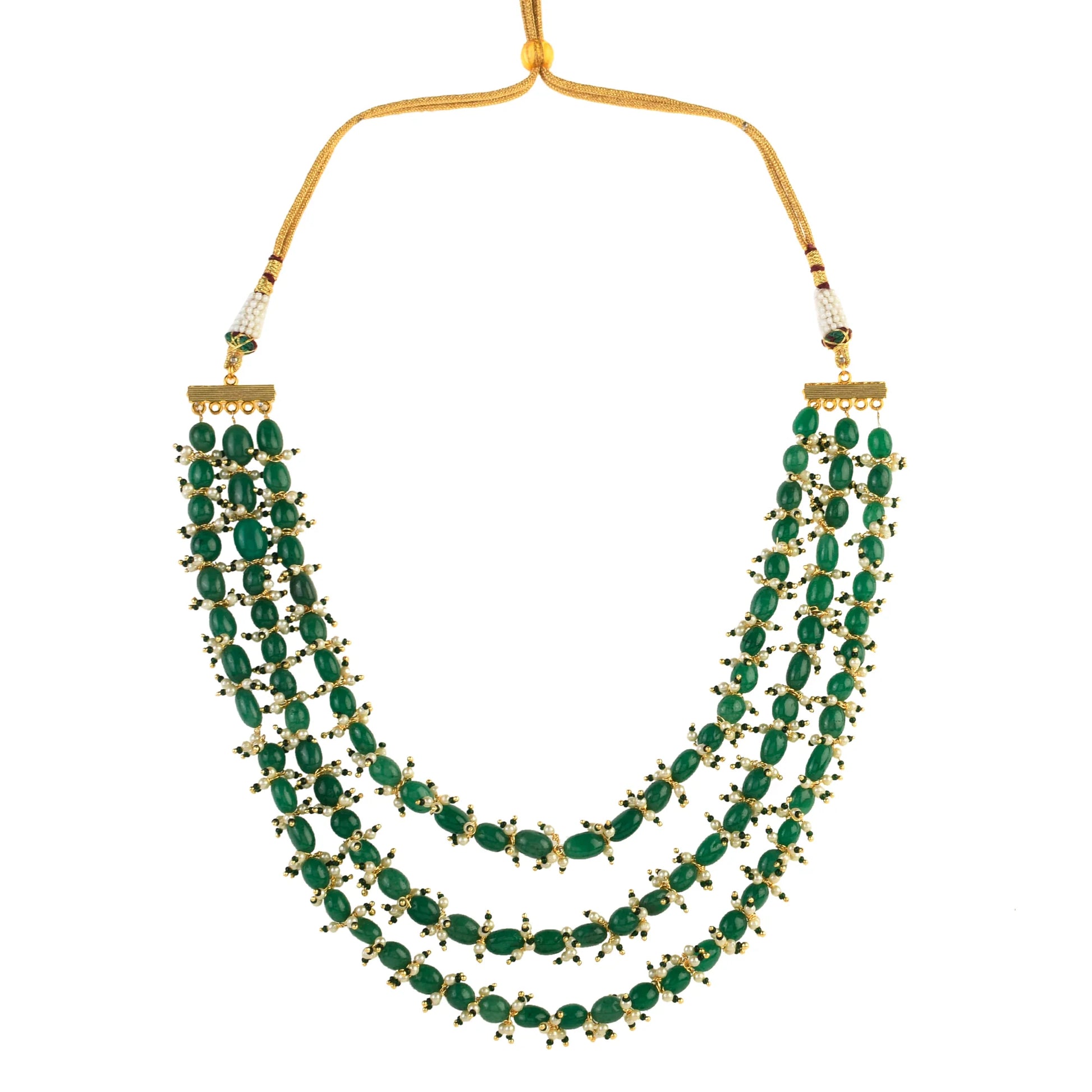 Emerald Beaded Necklace With Pearls