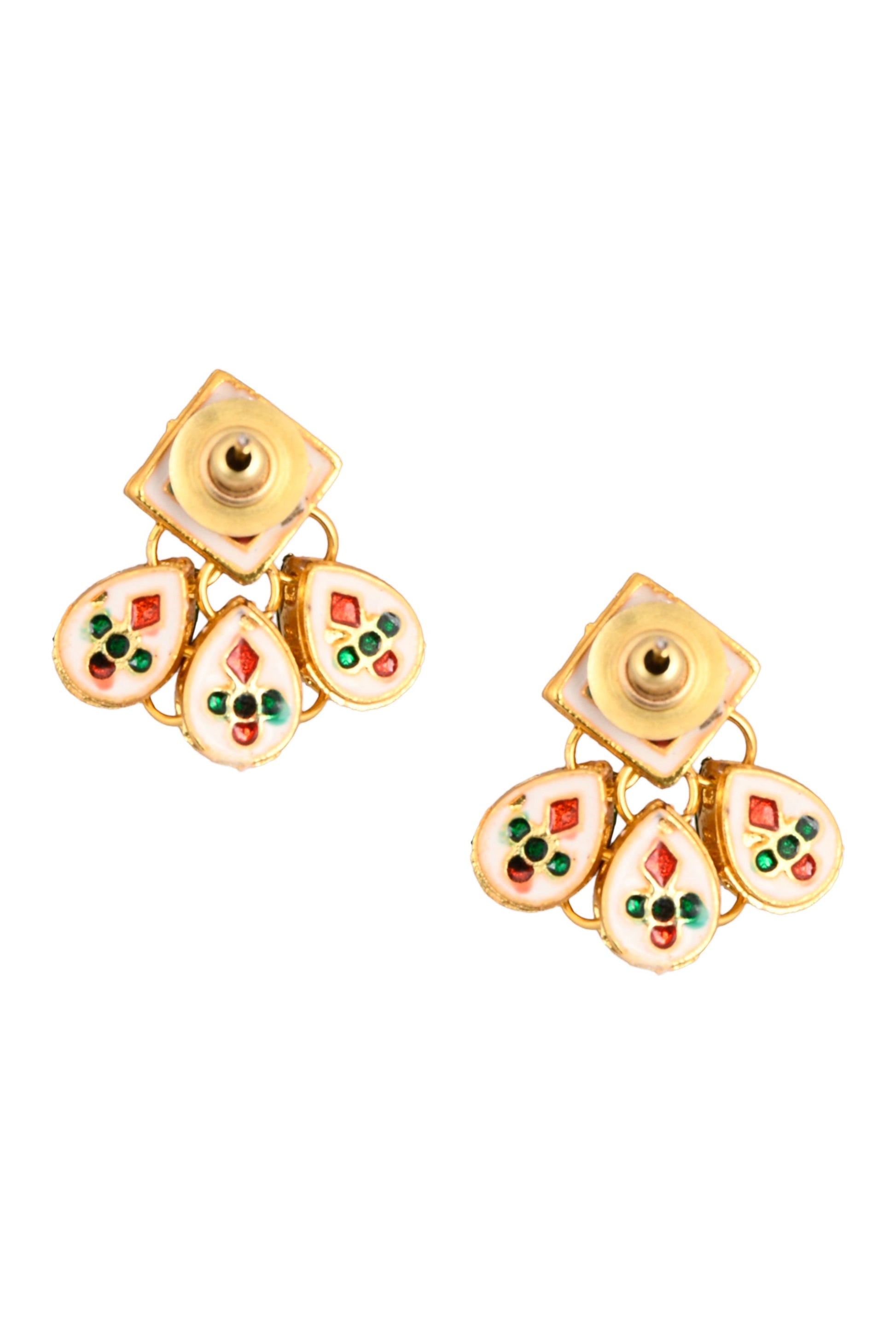 Gold tone Kundan inspired earrings