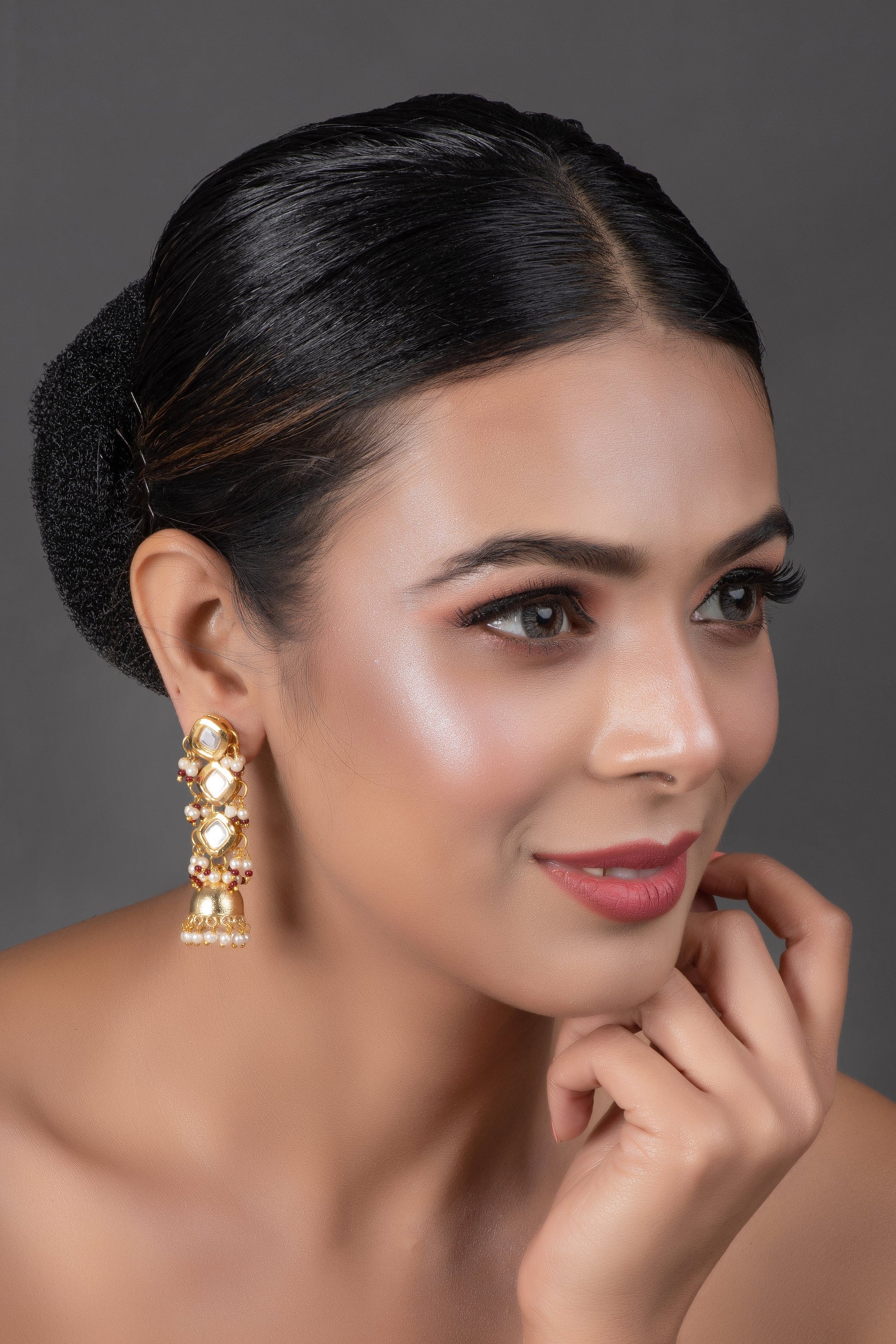 Gold tone kundan inspired Jhumki