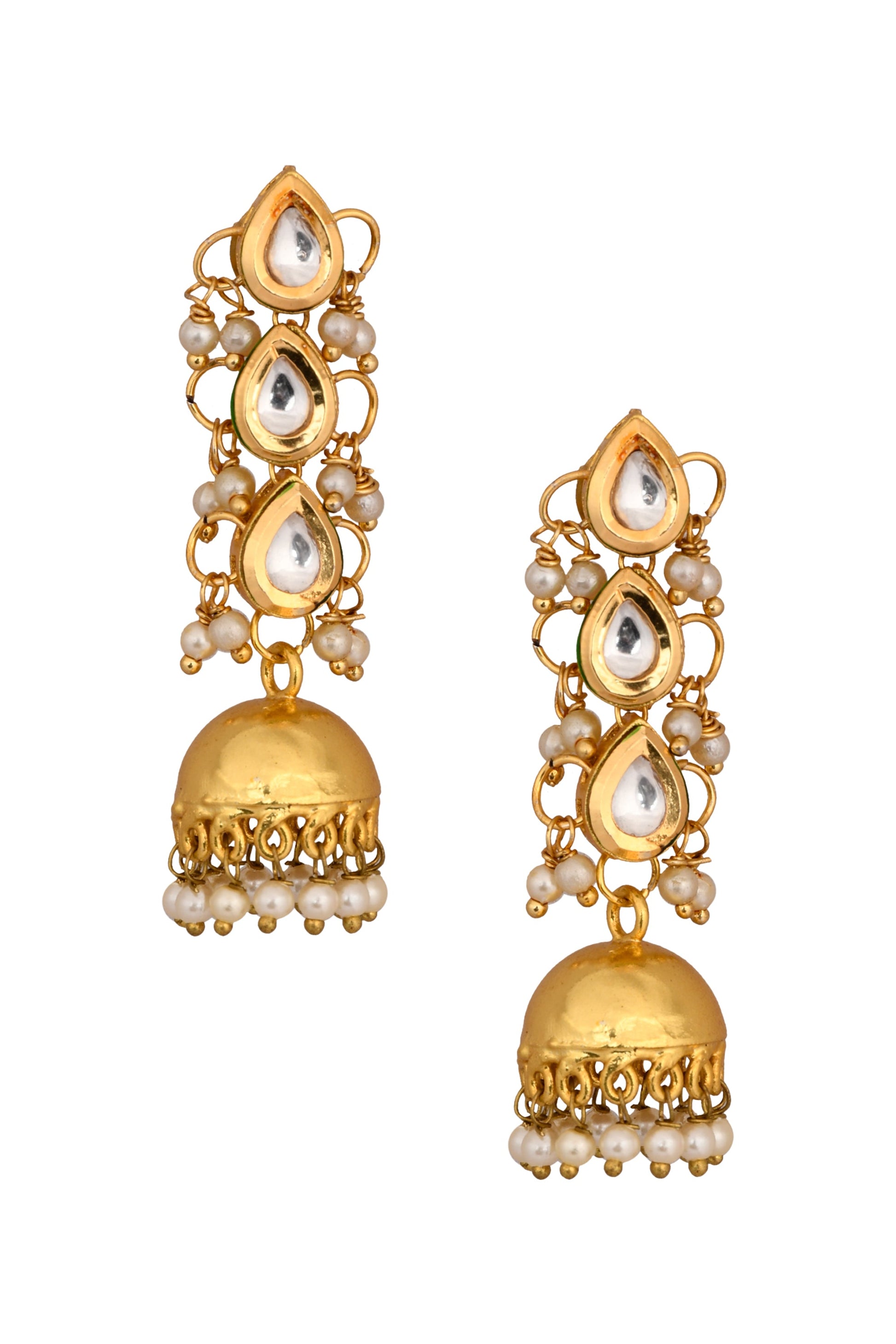 Classic Gold Tone Kundan Inspired Jhumkis