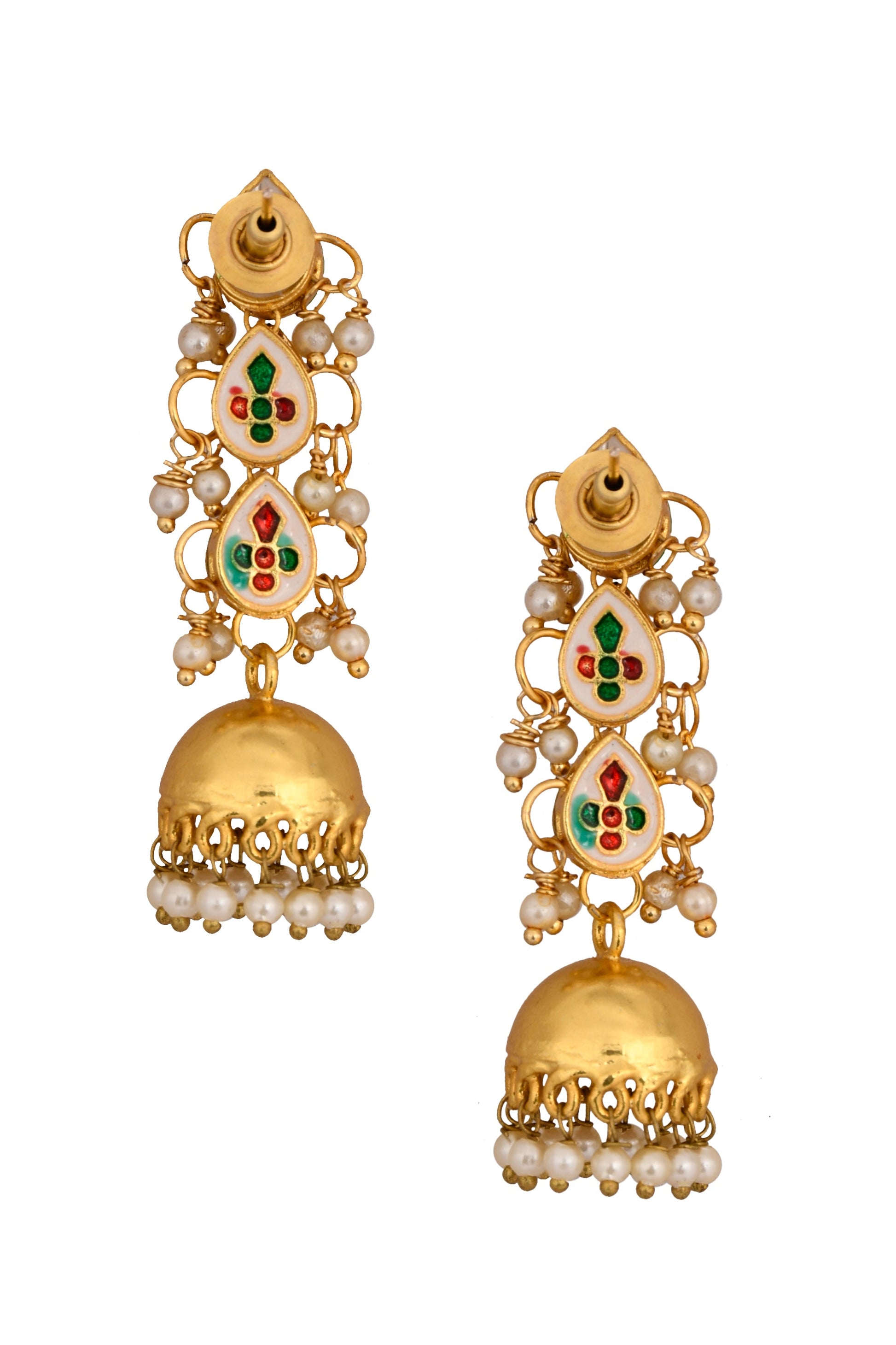 Classic Gold Tone Kundan Inspired Jhumkis