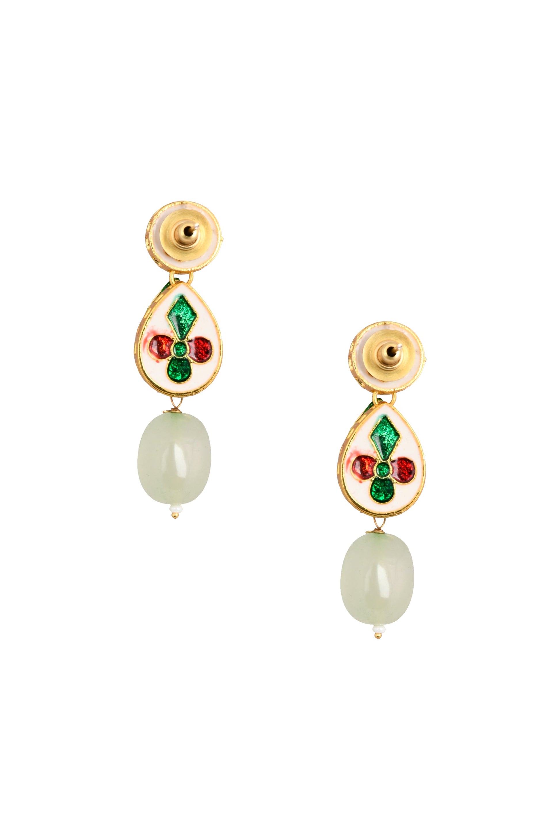 Ivory beaded Gold tone kundan earrings