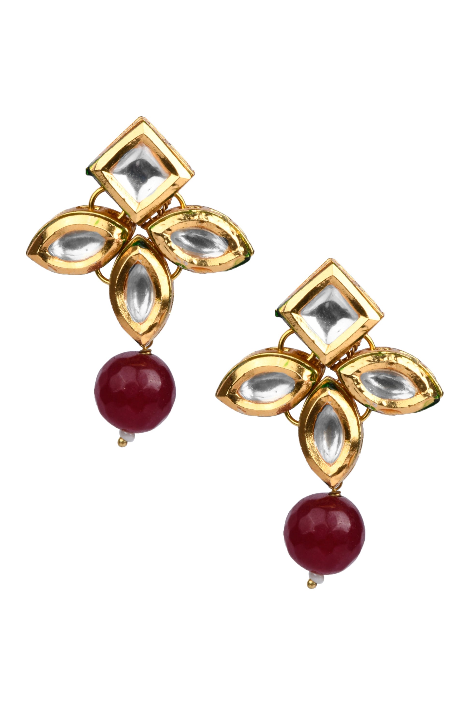 Classic Ruby beaded Gold Tone Kundan Inspired earrings