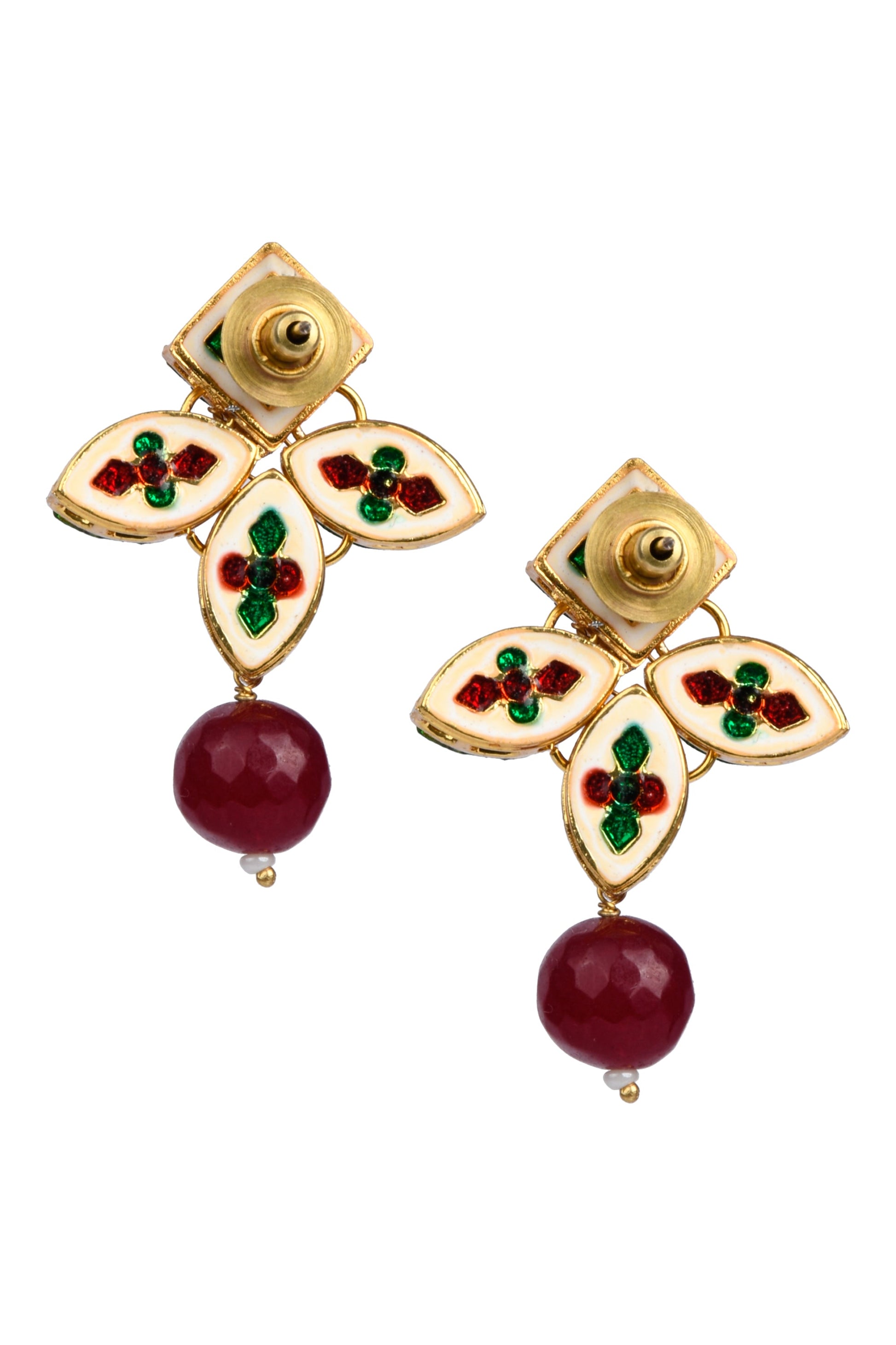 Classic Ruby beaded Gold Tone Kundan Inspired earrings