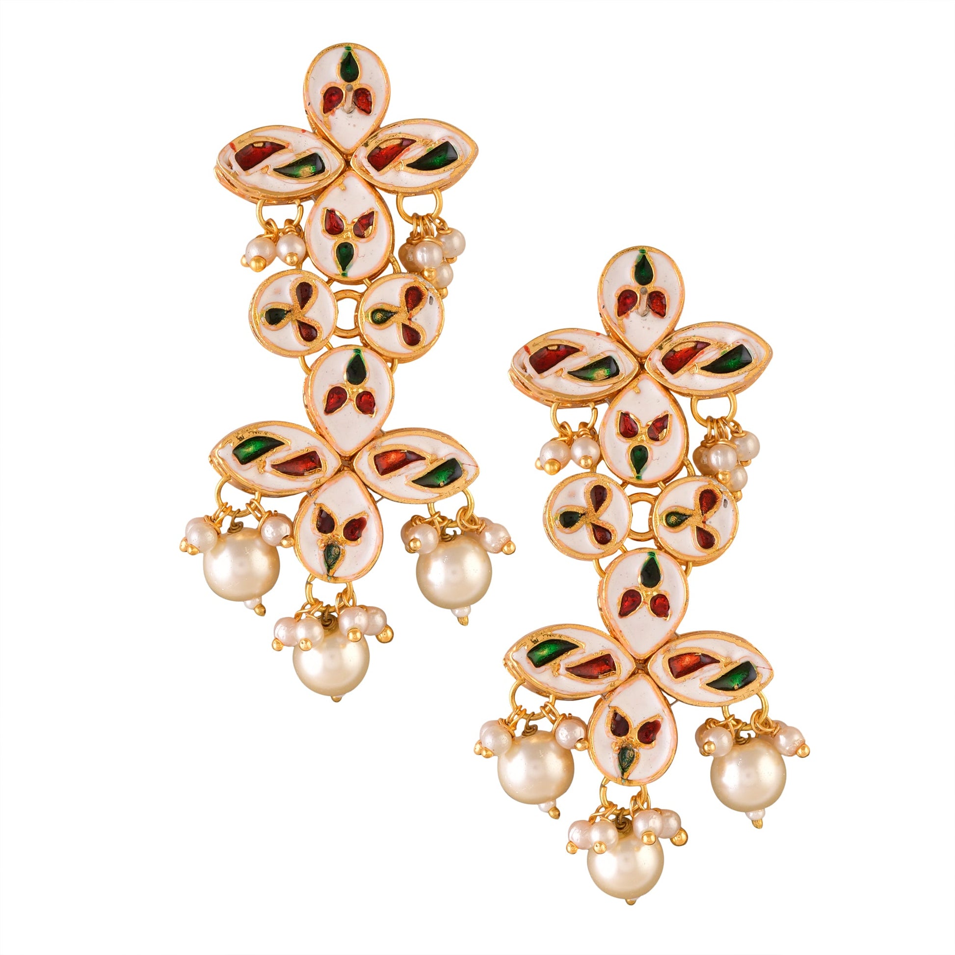 Gold tone Pearl beaded kundan earrings