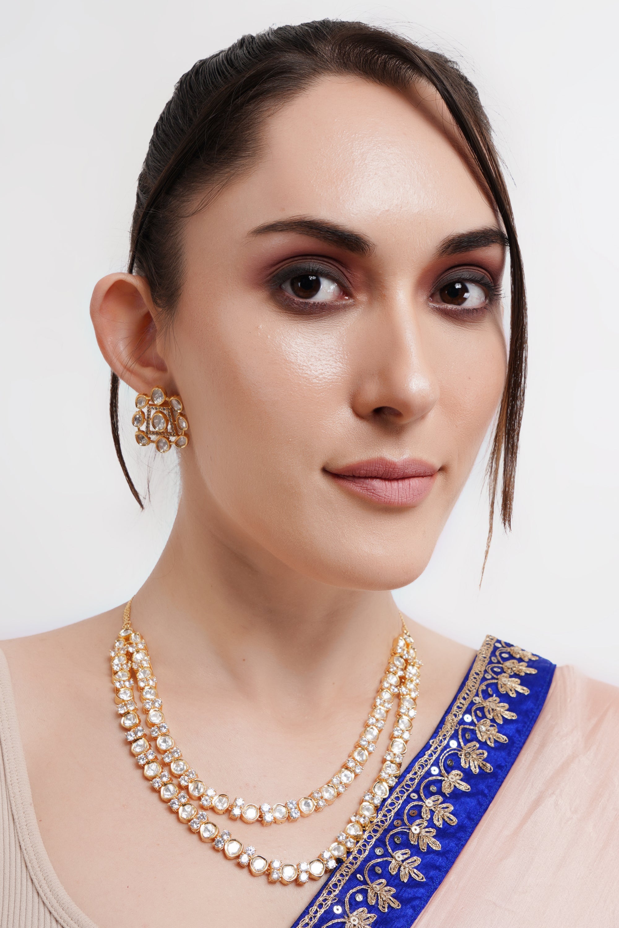 Uncut Polki Two layered necklace set