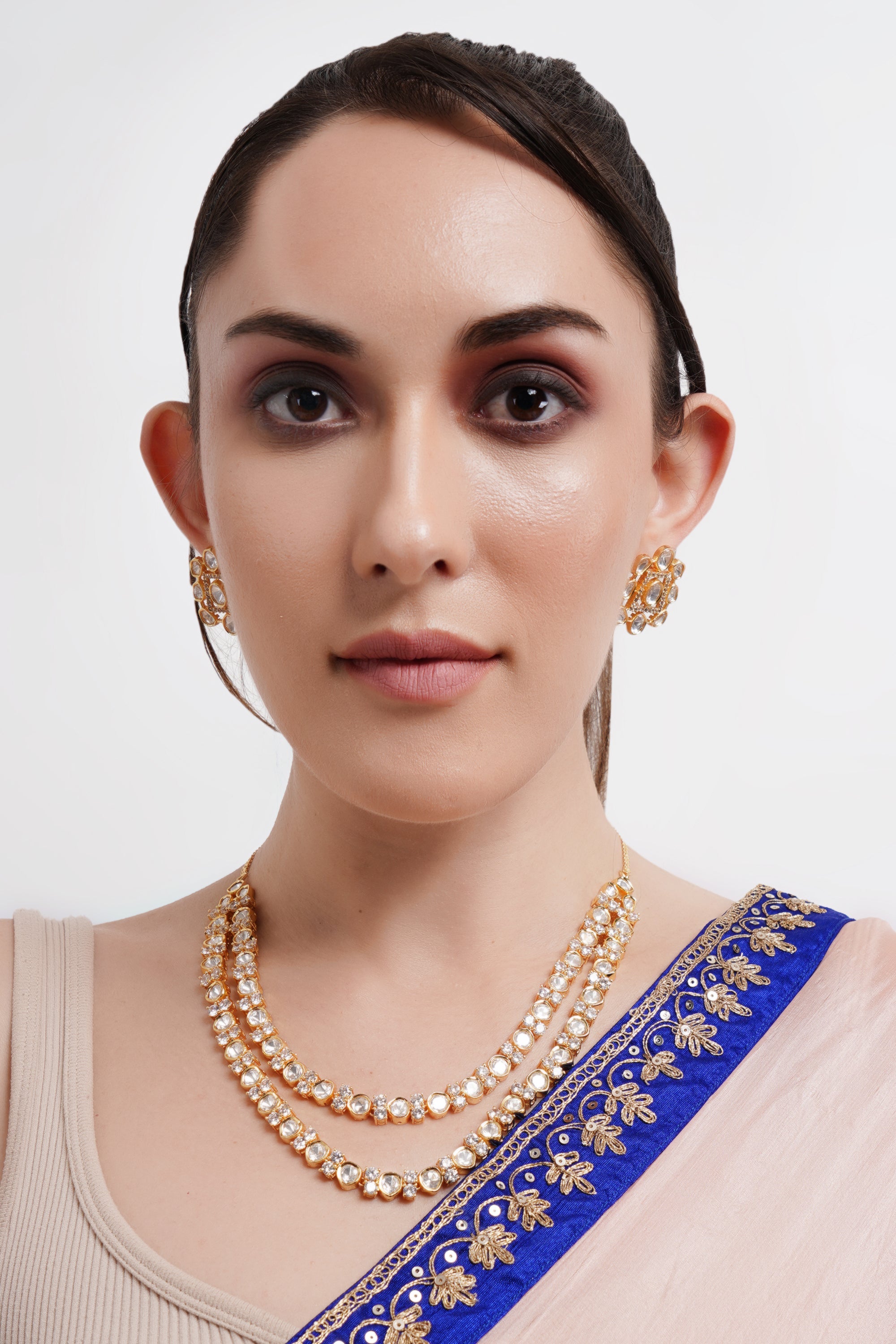 Uncut Polki Two layered necklace set