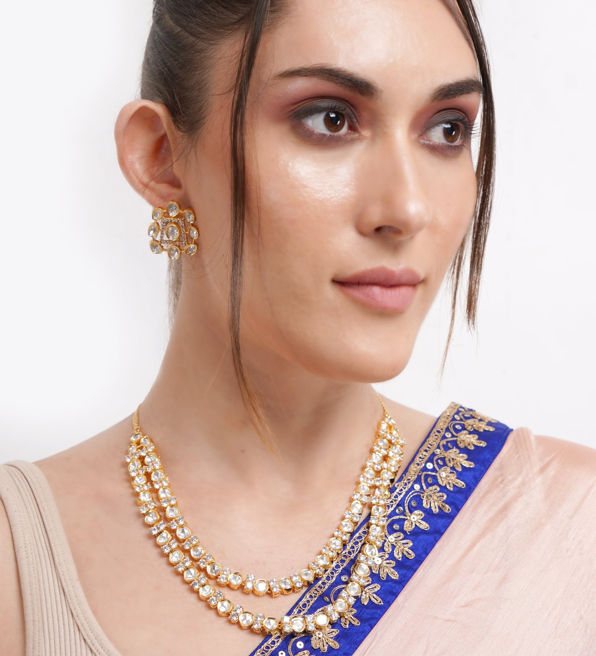 Uncut Polki Two layered necklace set