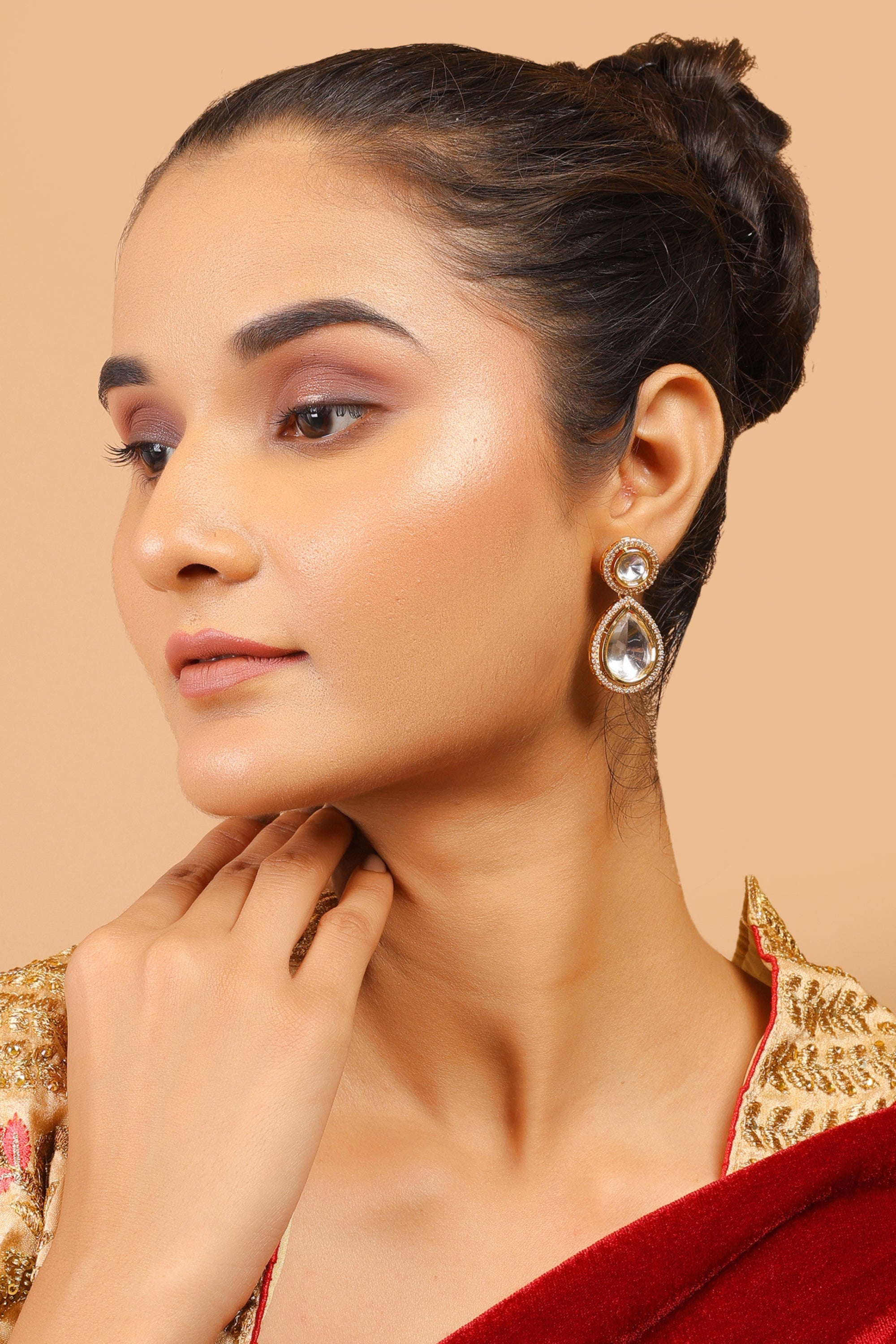 Uncut Kundan Polki Drop Earrings