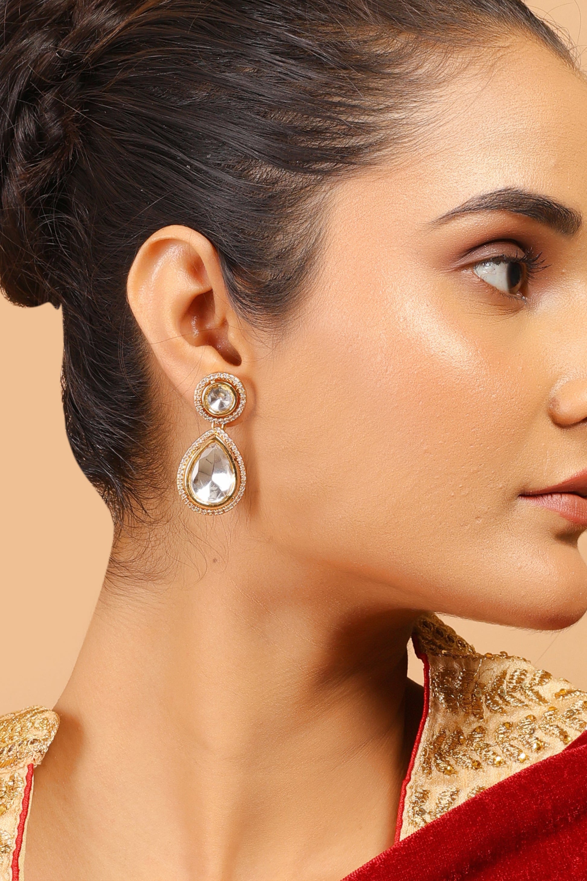 Uncut Kundan Polki Drop Earrings