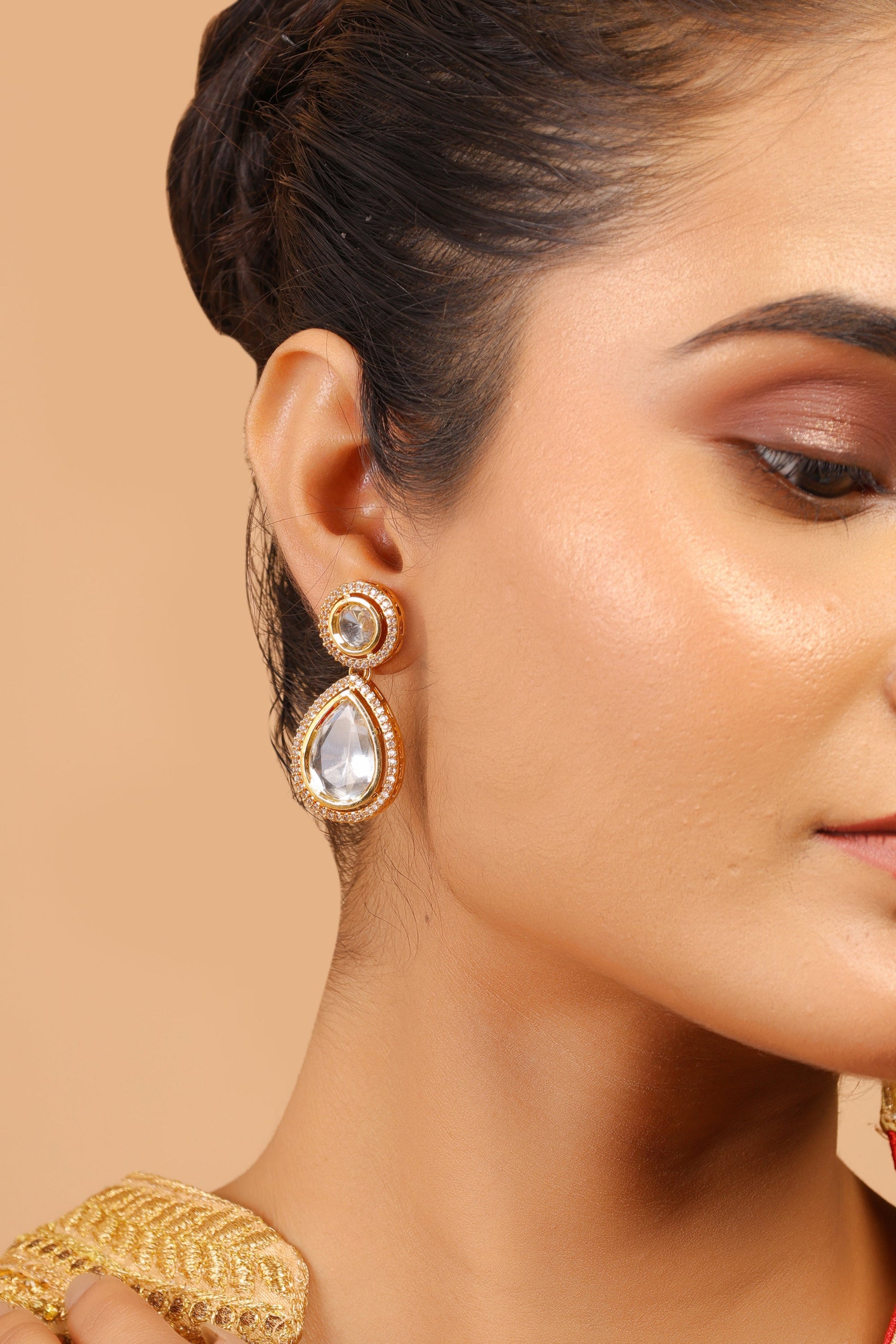 Uncut Kundan Polki Drop Earrings