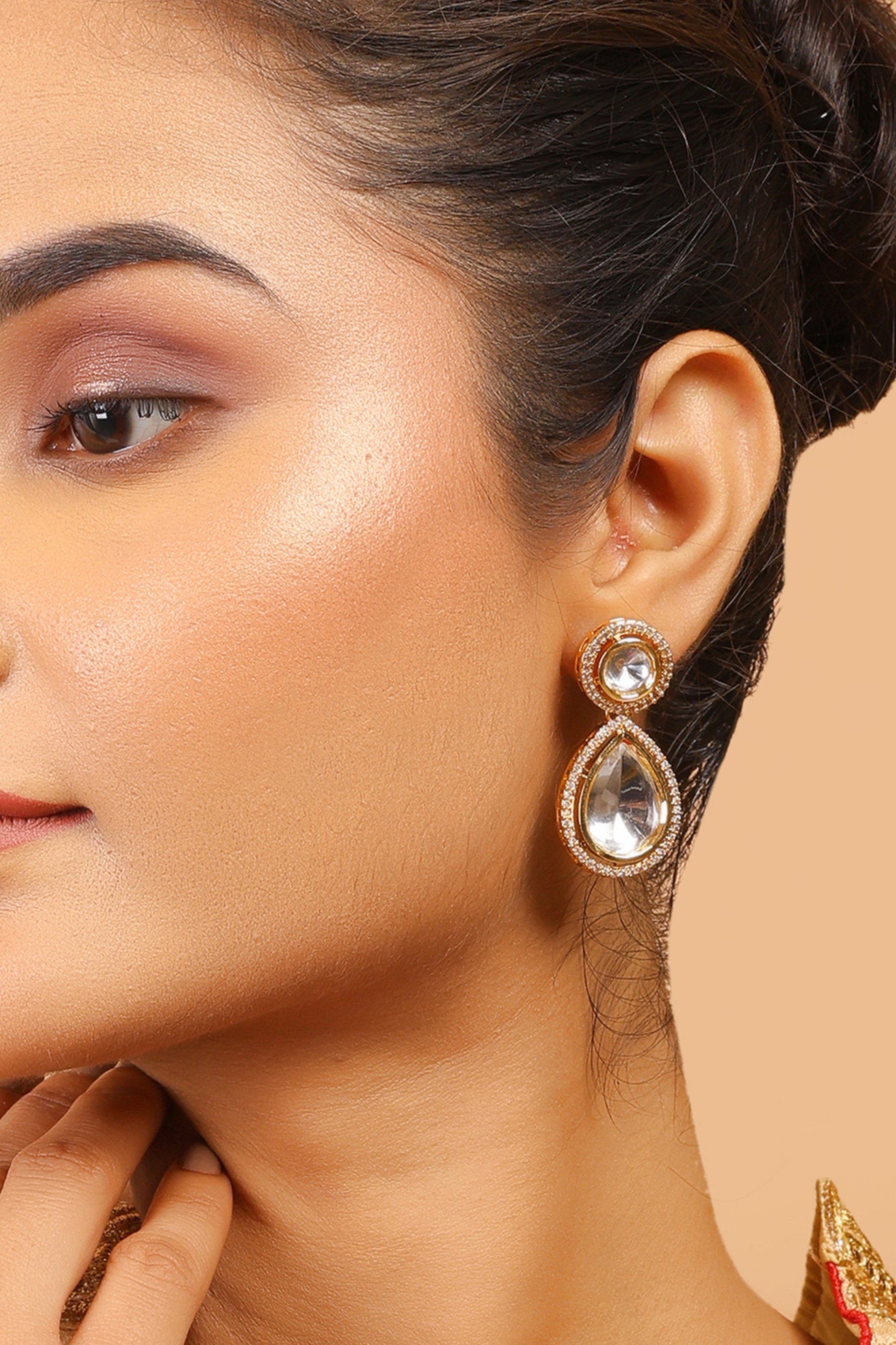 Uncut Kundan Polki Drop Earrings