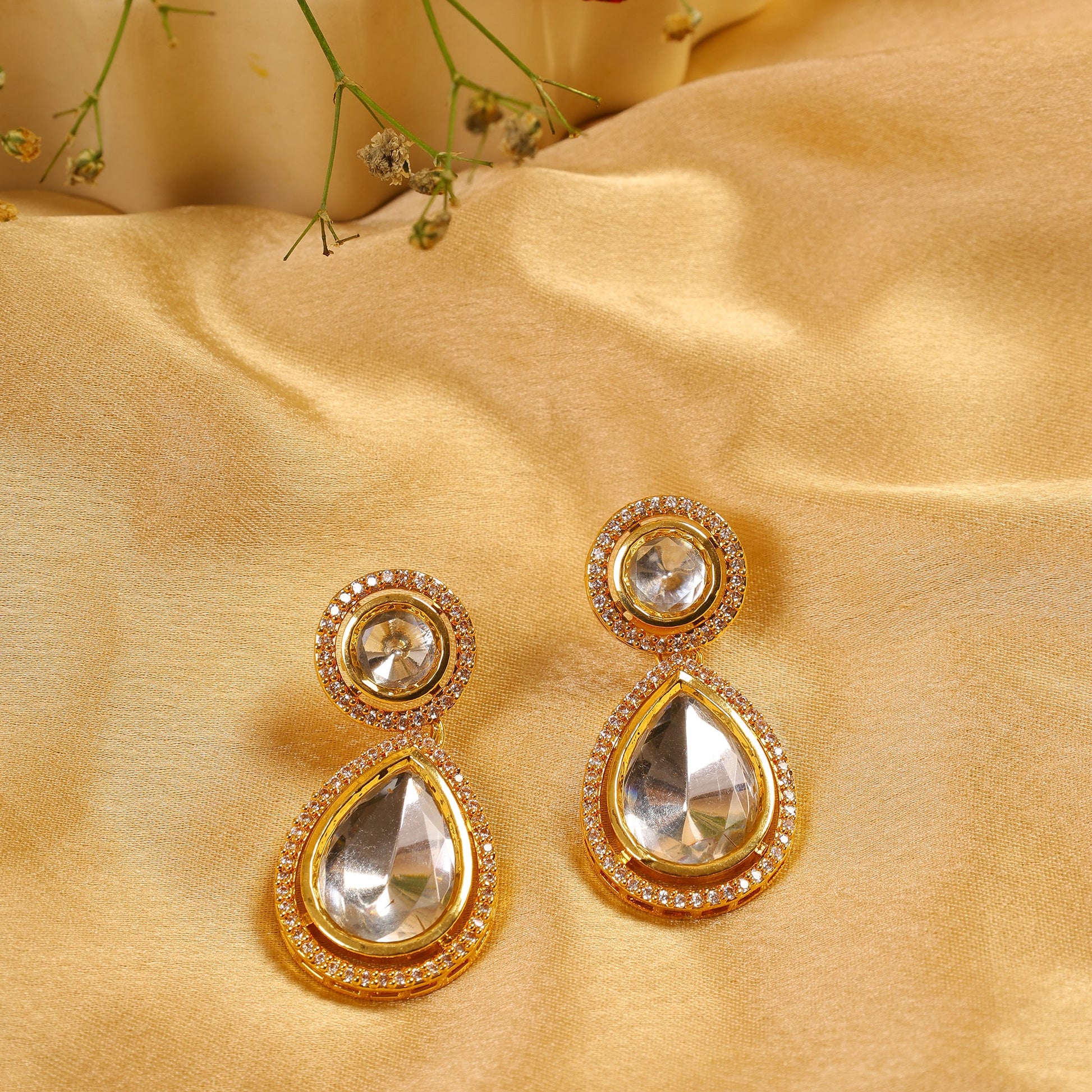 Uncut Kundan Polki Drop Earrings