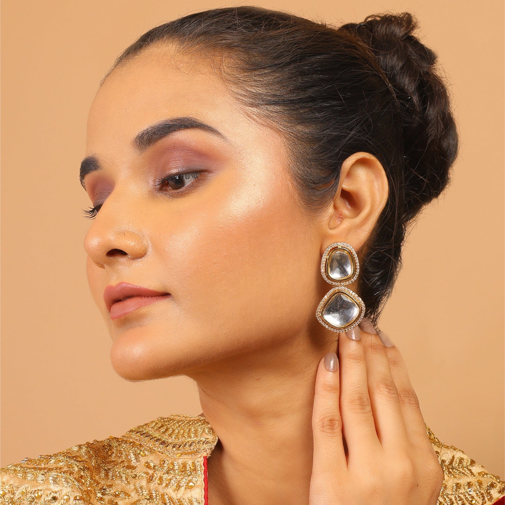 Handcrafted Uncut Kundan Polki Earrings