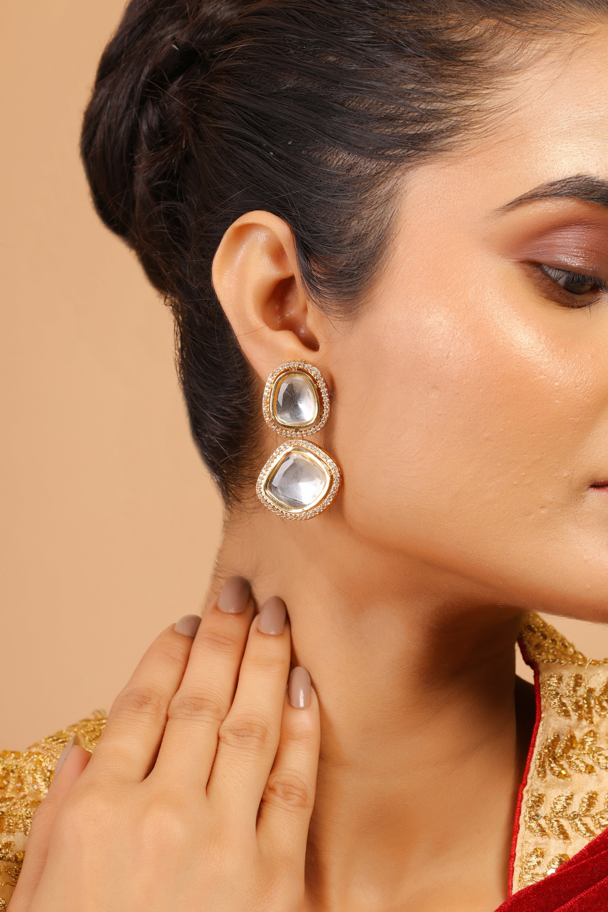 Handcrafted Uncut Kundan Polki Earrings