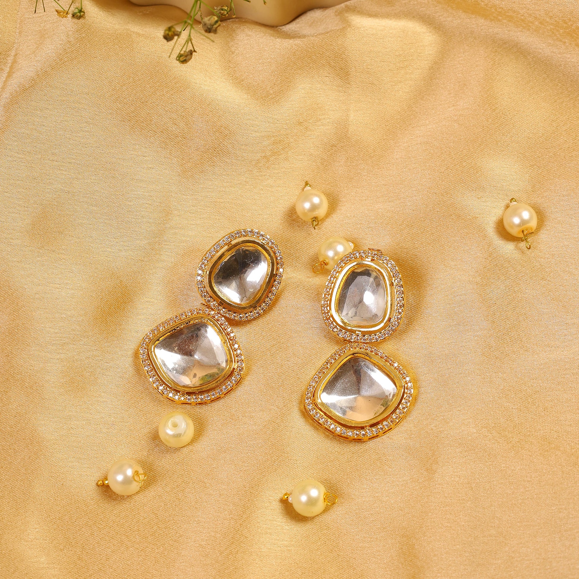 Handcrafted Uncut Kundan Polki Earrings