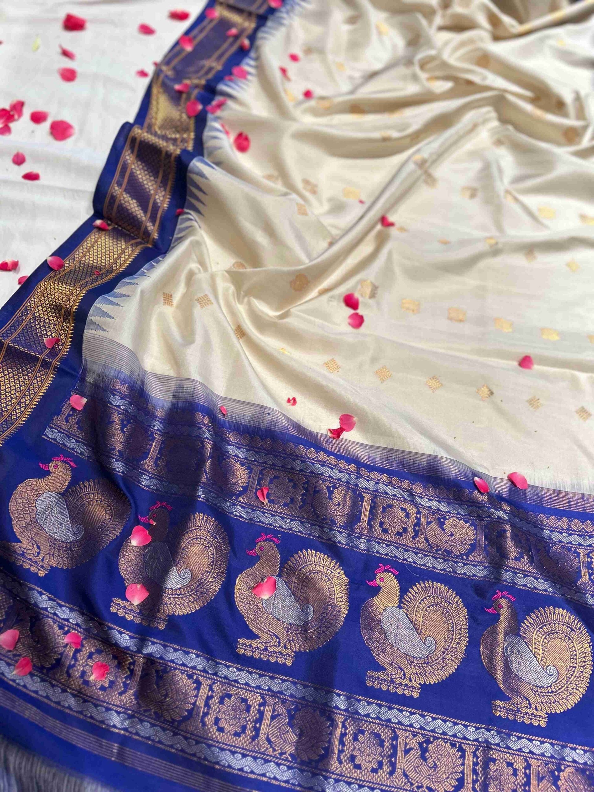 Ivory Blue Gadwal Dupatta