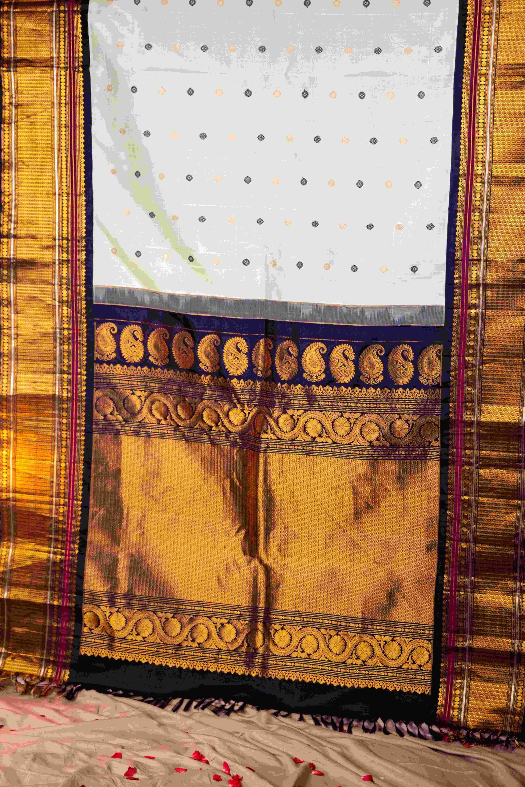 Powder Blue Traditional Border Gadwal Saree