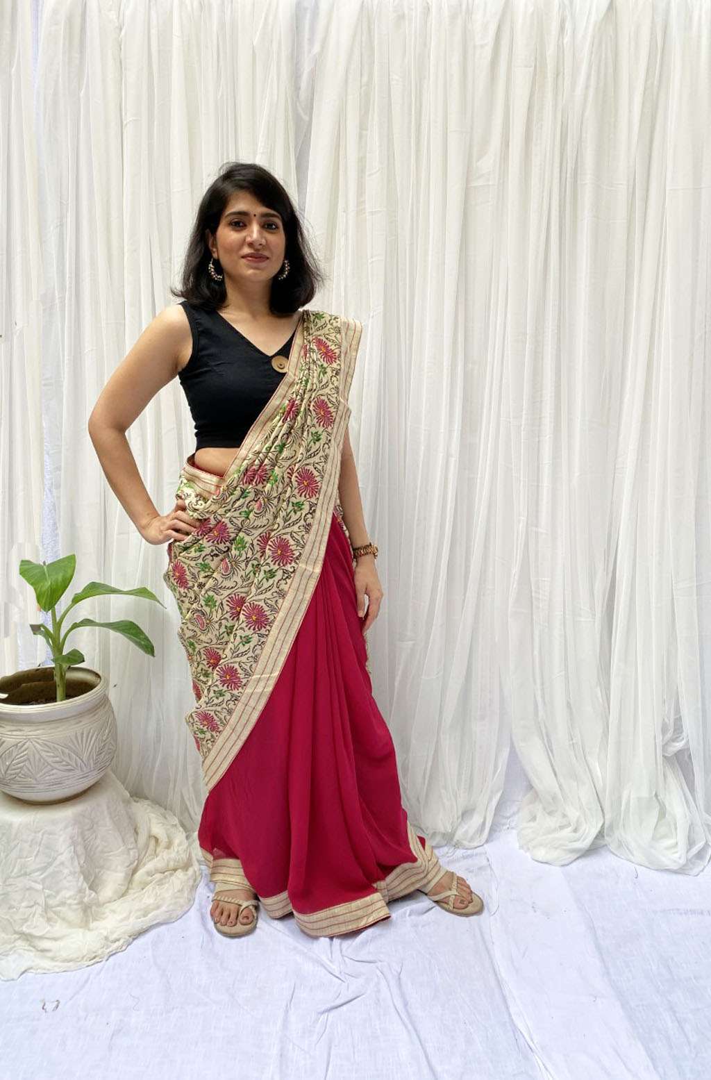 Manali Hand Block Printed Pallu Saree