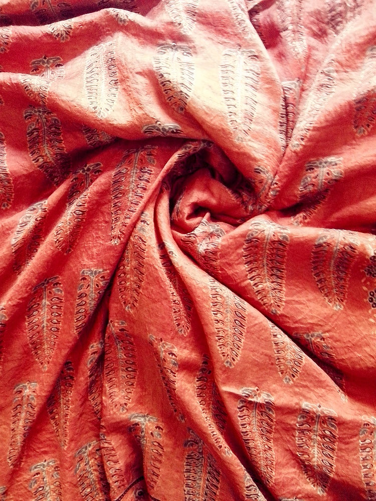 Lavanya - Premium Mulberry Silk Ajrakh Hand Block Print Saree