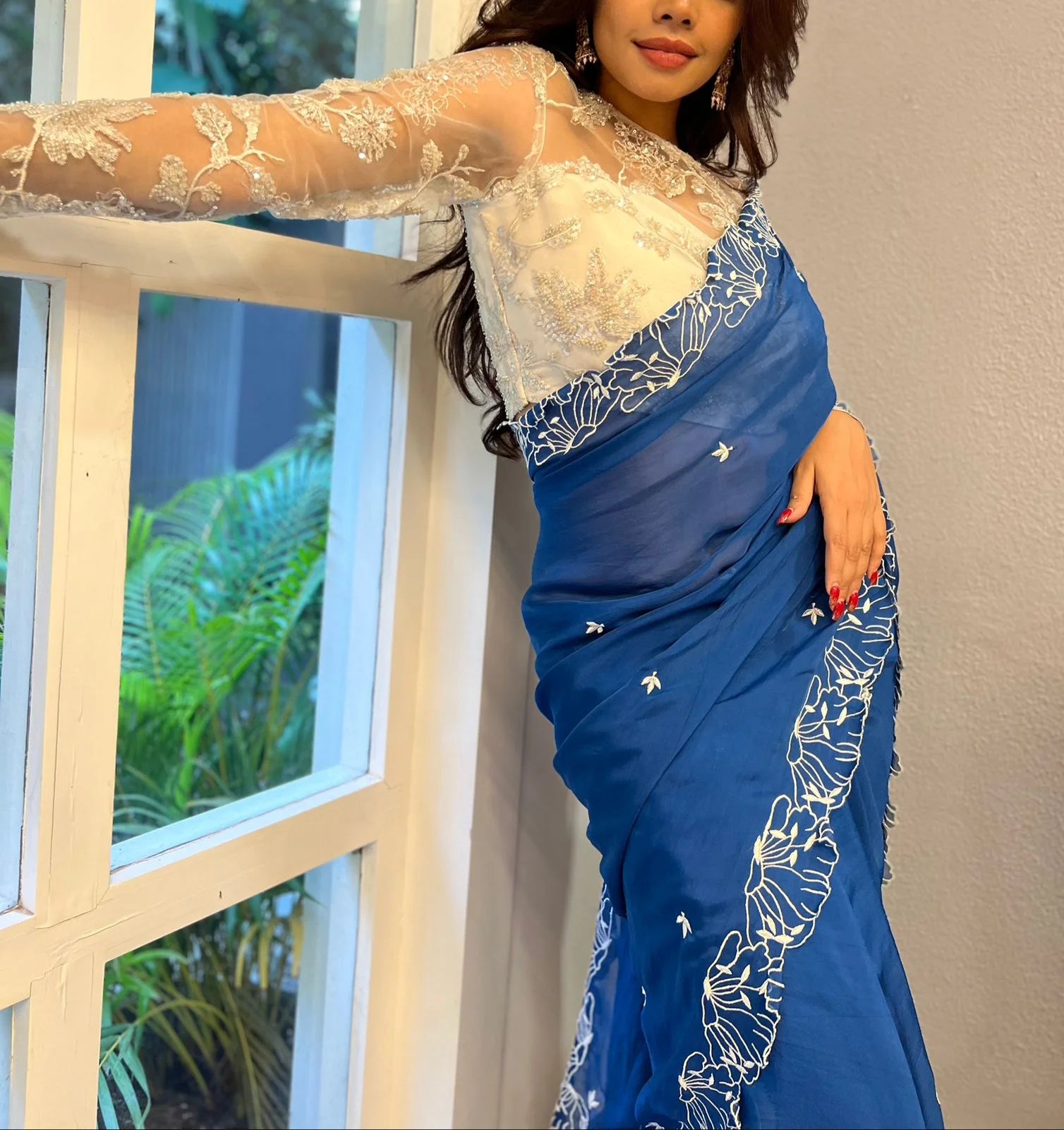 Blueberry Organza saree