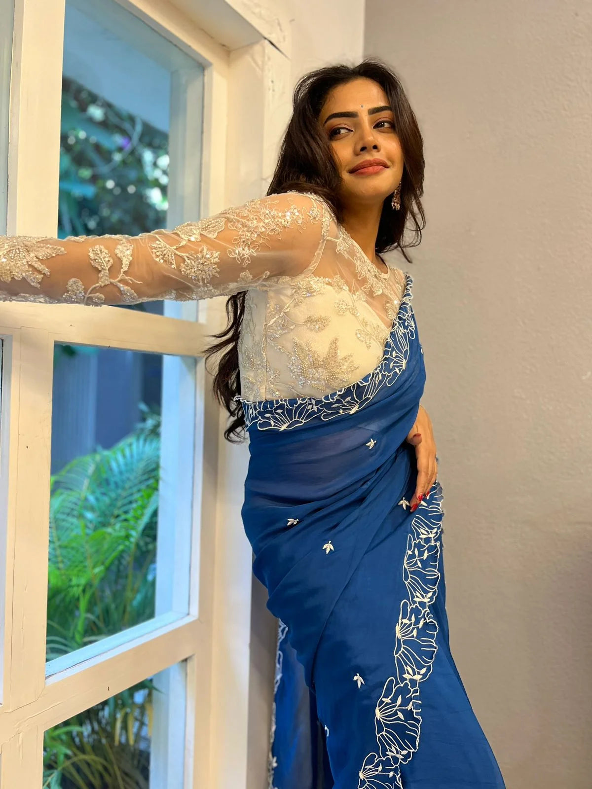 Blueberry Organza saree