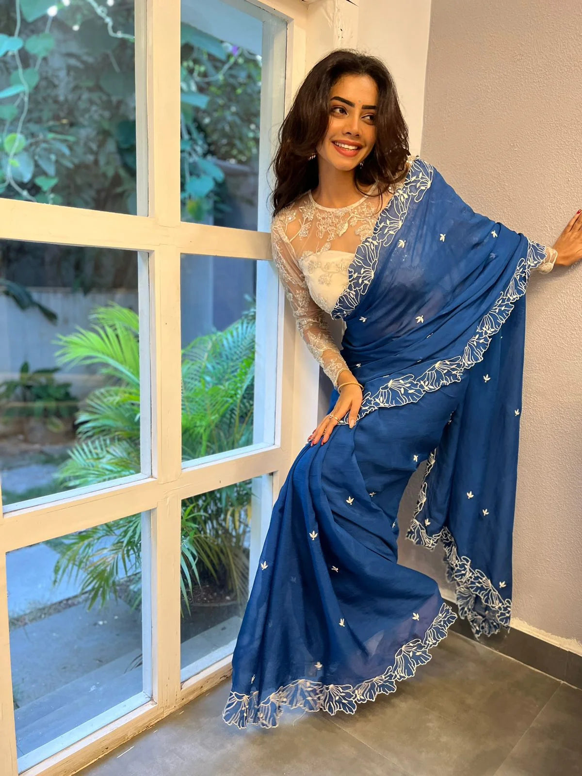 Blueberry Organza saree