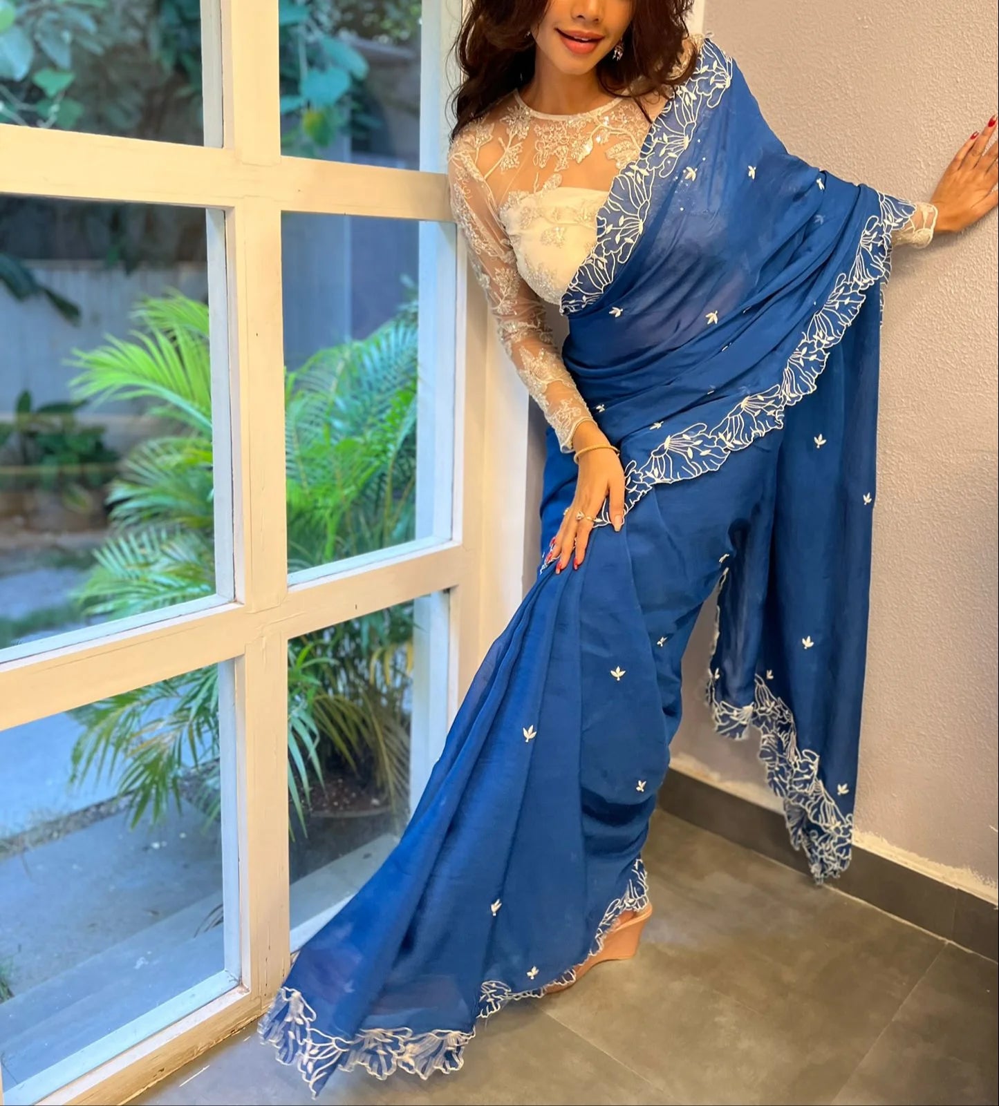 Blueberry Organza saree