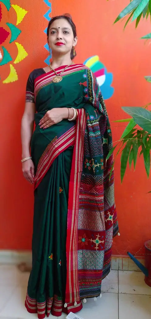 Basantabahar - Lambani Tribal Hand-Embroidered Designer Saree