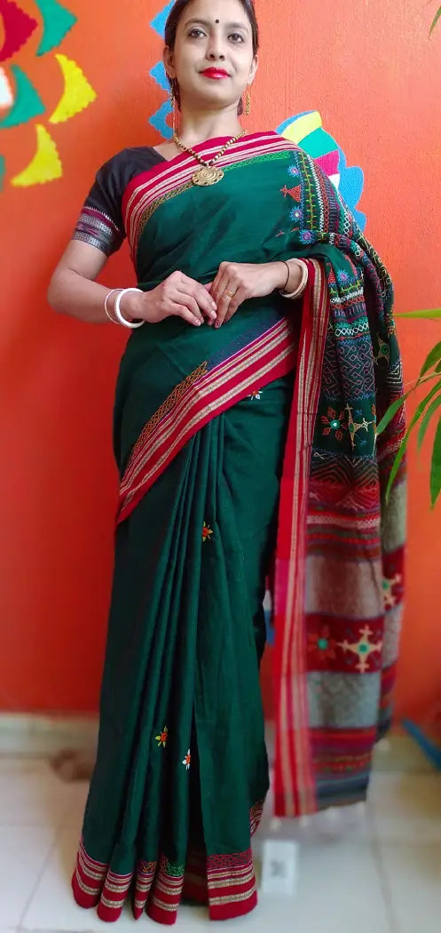 Basantabahar - Lambani Tribal Hand-Embroidered Designer Saree