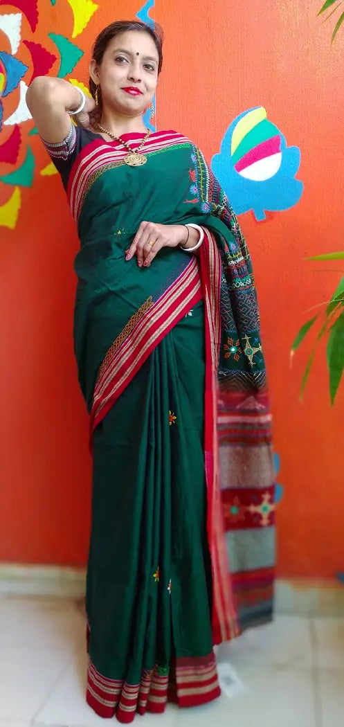 Basantabahar - Lambani Tribal Hand-Embroidered Designer Saree