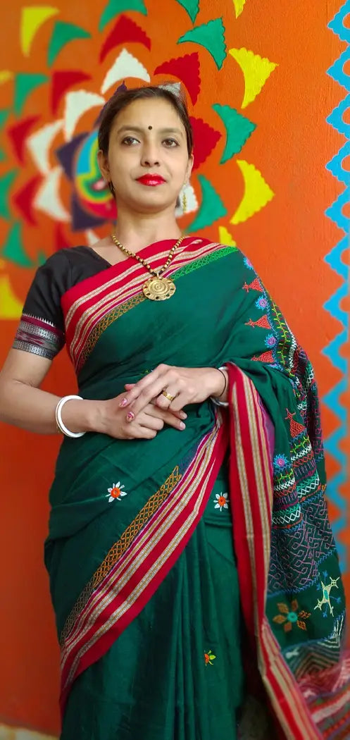 Basantabahar - Lambani Tribal Hand-Embroidered Designer Saree